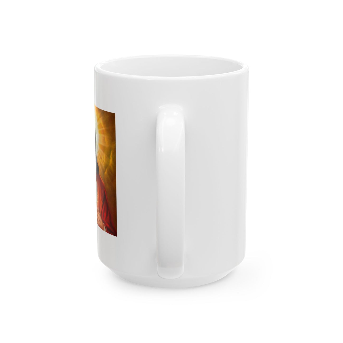 Ceramic Mug, Sacred Heart Design, Religious Coffee Cup, 11oz 15oz Gift for Devout Christians, Catholic Mother's Day Present, Christian Mug