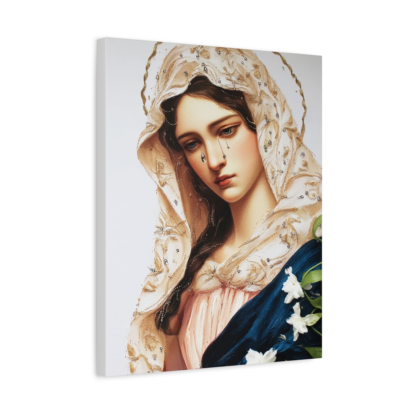 Ready to Hang - Our Lady Tears Catholic Canvas Wall Art, Christian Decor