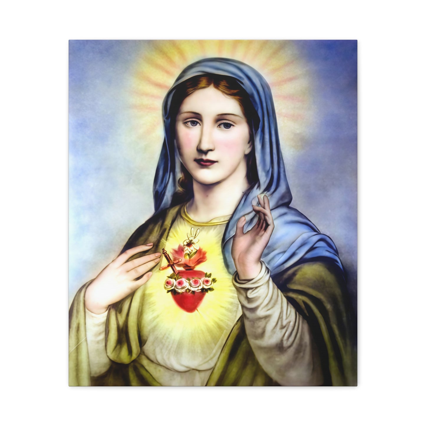 Ready to Hang - Immaculate Heart Virgin Mary Catholic Canvas Wall Art, Christian Decor