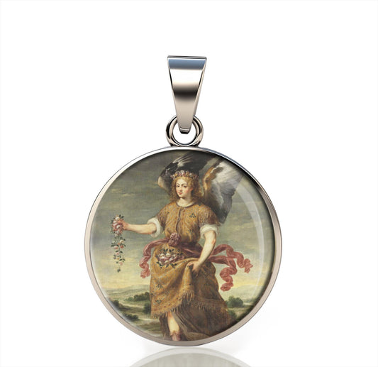 St. Barachiel the Archangel Blessings of God 925 Sterling Silver Pendant | Saint Barakel Medal SMALL 20mm
