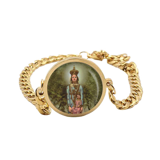 Our Lady Noli Me Tollere Curb Bracelet Gold or Silver tone Religious Jewelry Simple Chain