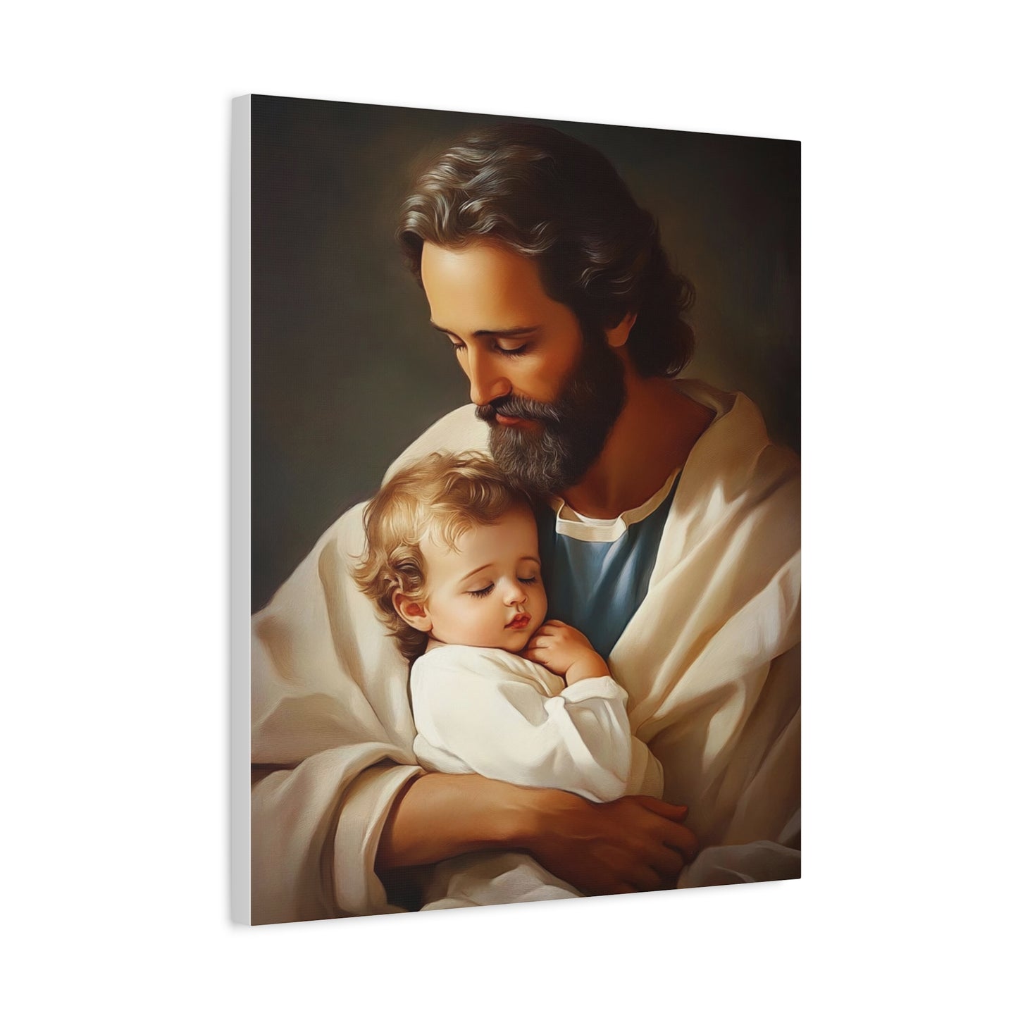 St. Joseph and Jesus Catholic Canvas Wall Art, Christian Decor