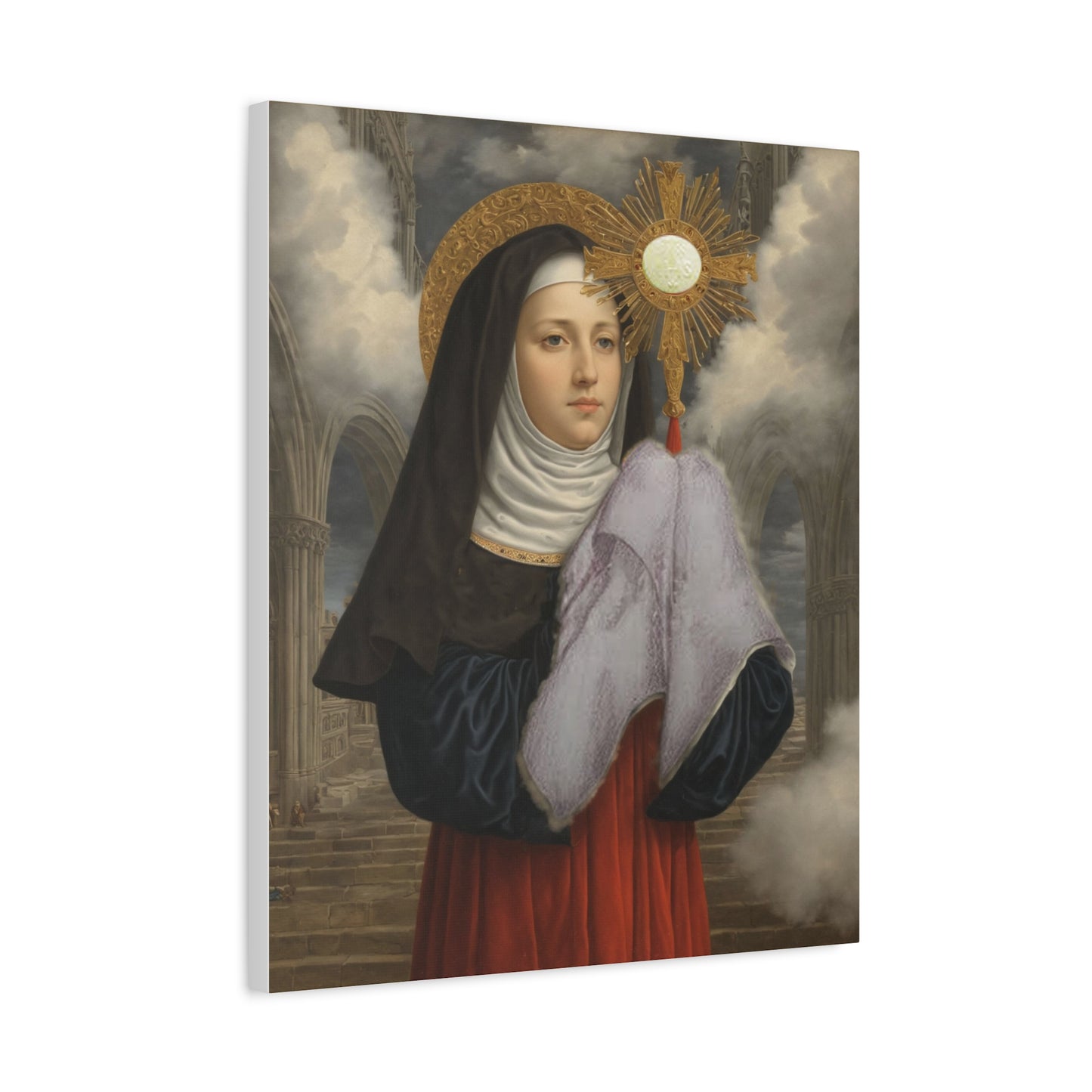 St. Juliana of Liege Catholic Canvas Wall Art, Christian Decor