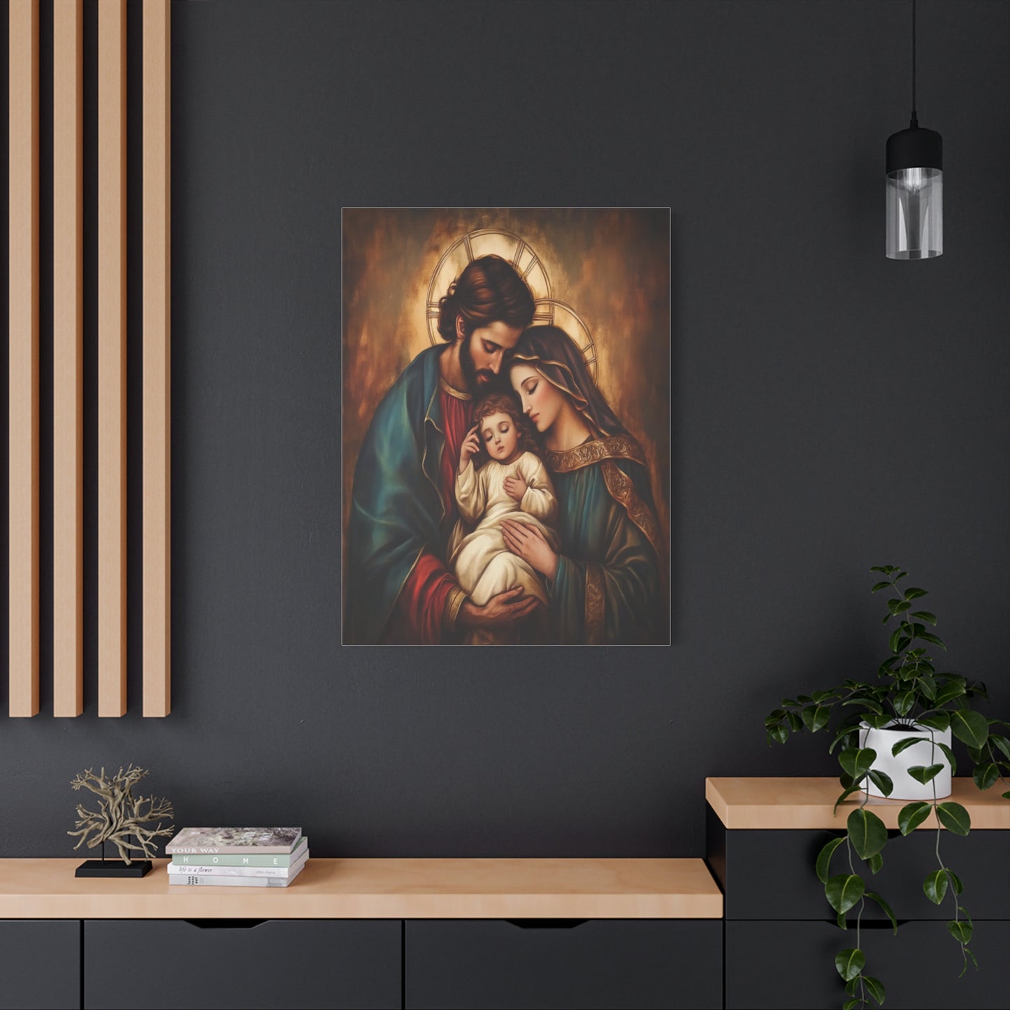 Holy Family Catholic Canvas Wall Art, Christian Decor