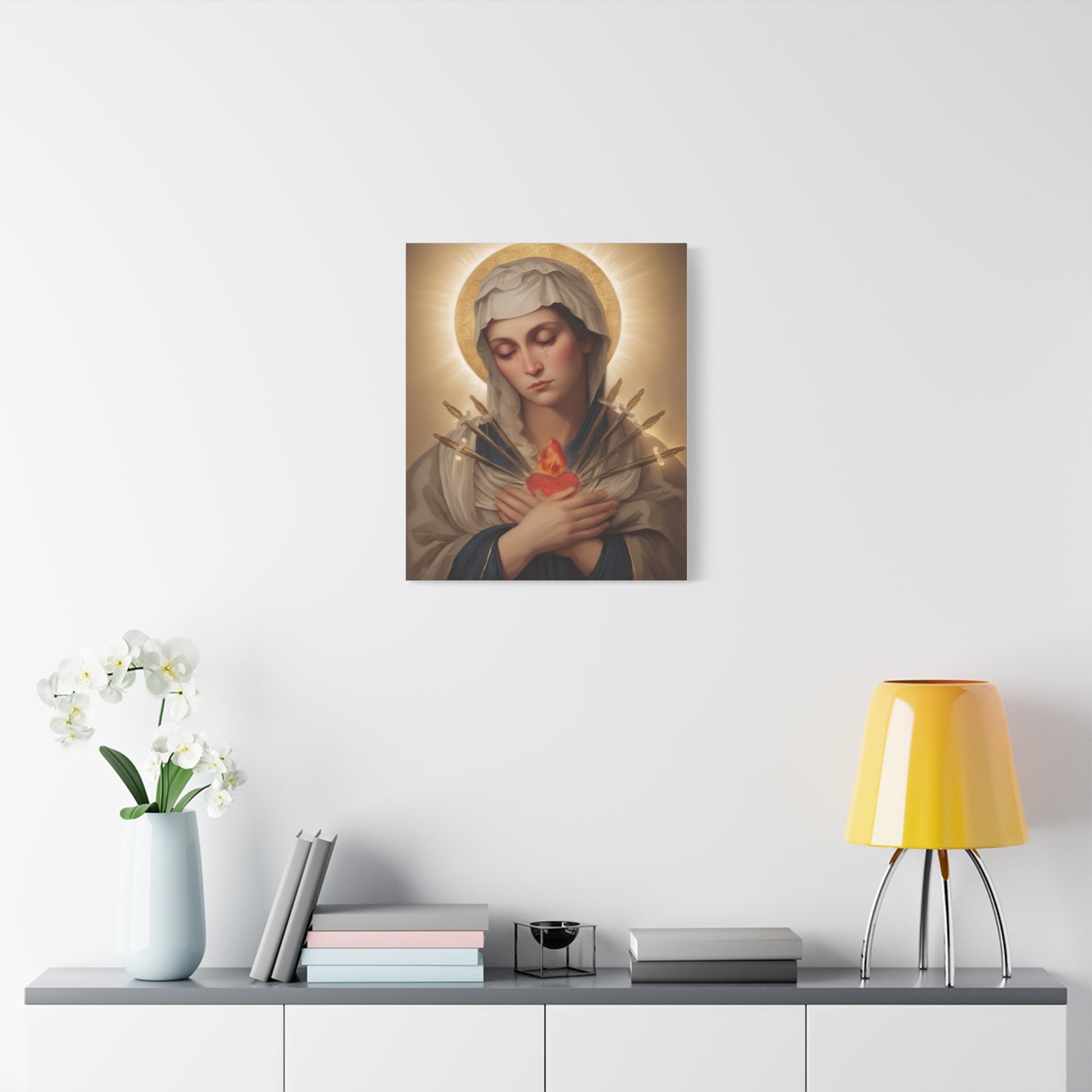 Ready to Hang - Mary Our Lady Of Sorrows Catholic Canvas Wall Art, Christian Decor