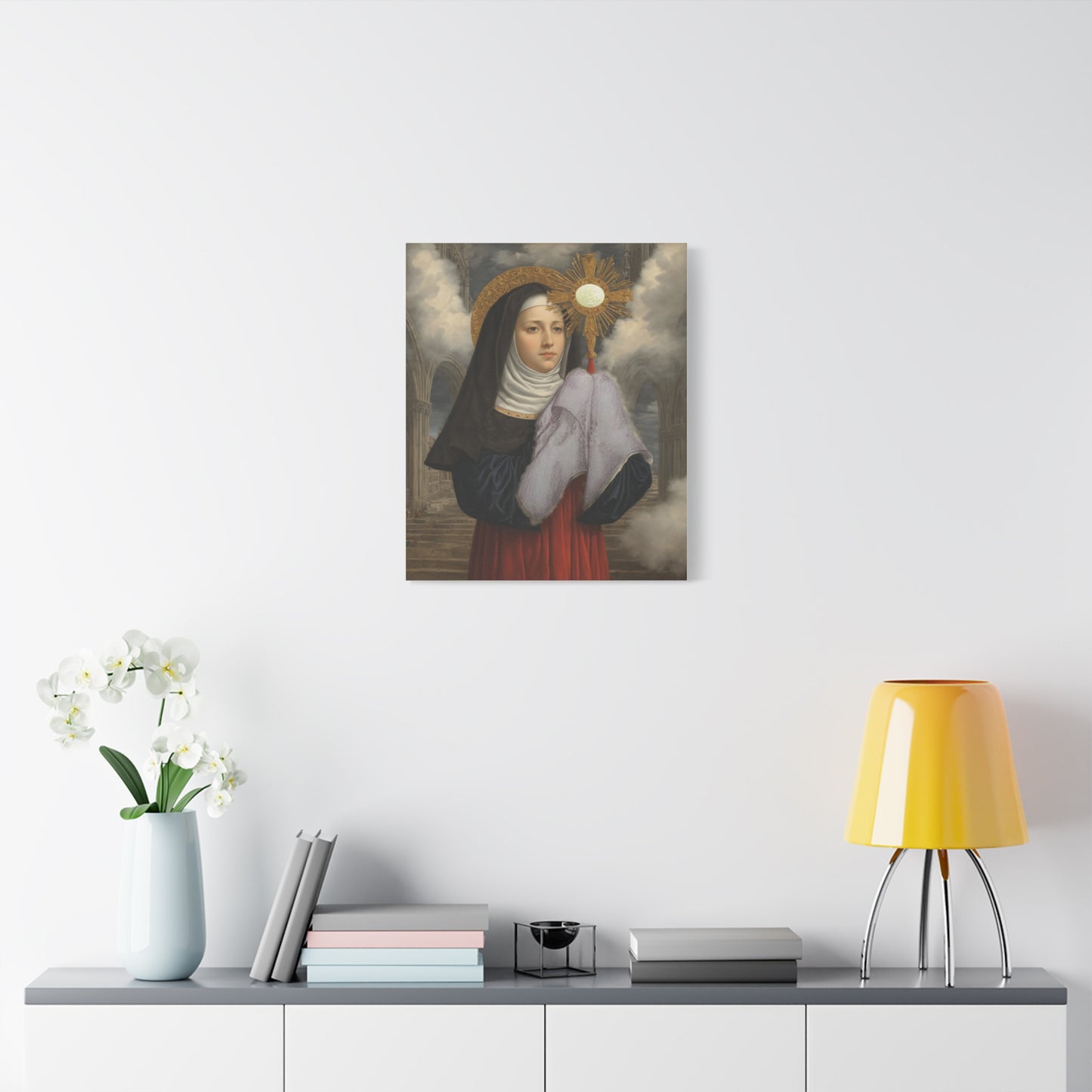 St. Juliana of Liege Catholic Canvas Wall Art, Christian Decor