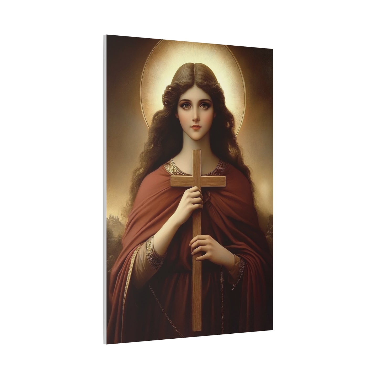 St. Helena and the True Cross Catholic Canvas Wall Art, Christian Decor