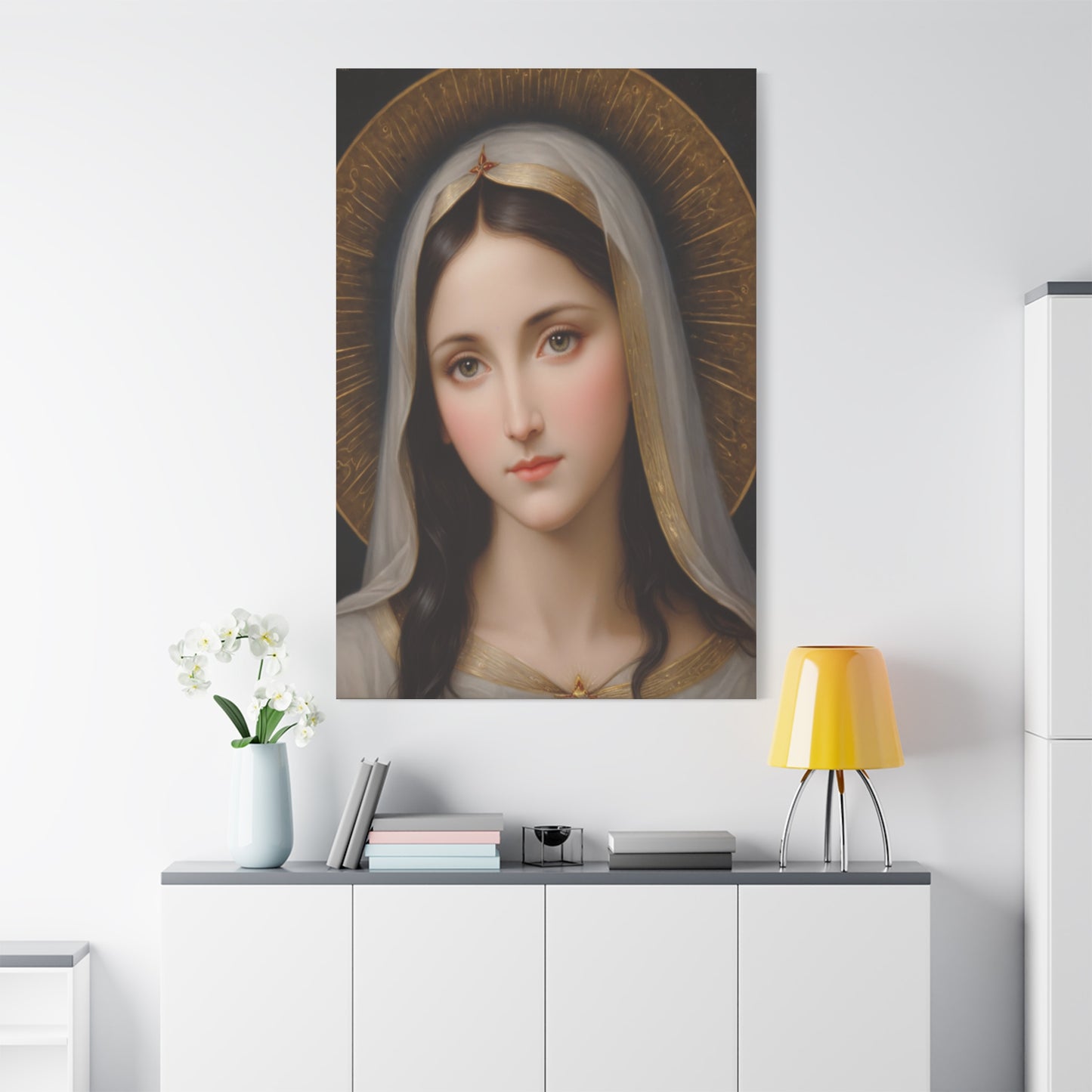 Our Blessed Lady Holy Mary Catholic Canvas Wall Art, Christian Decor