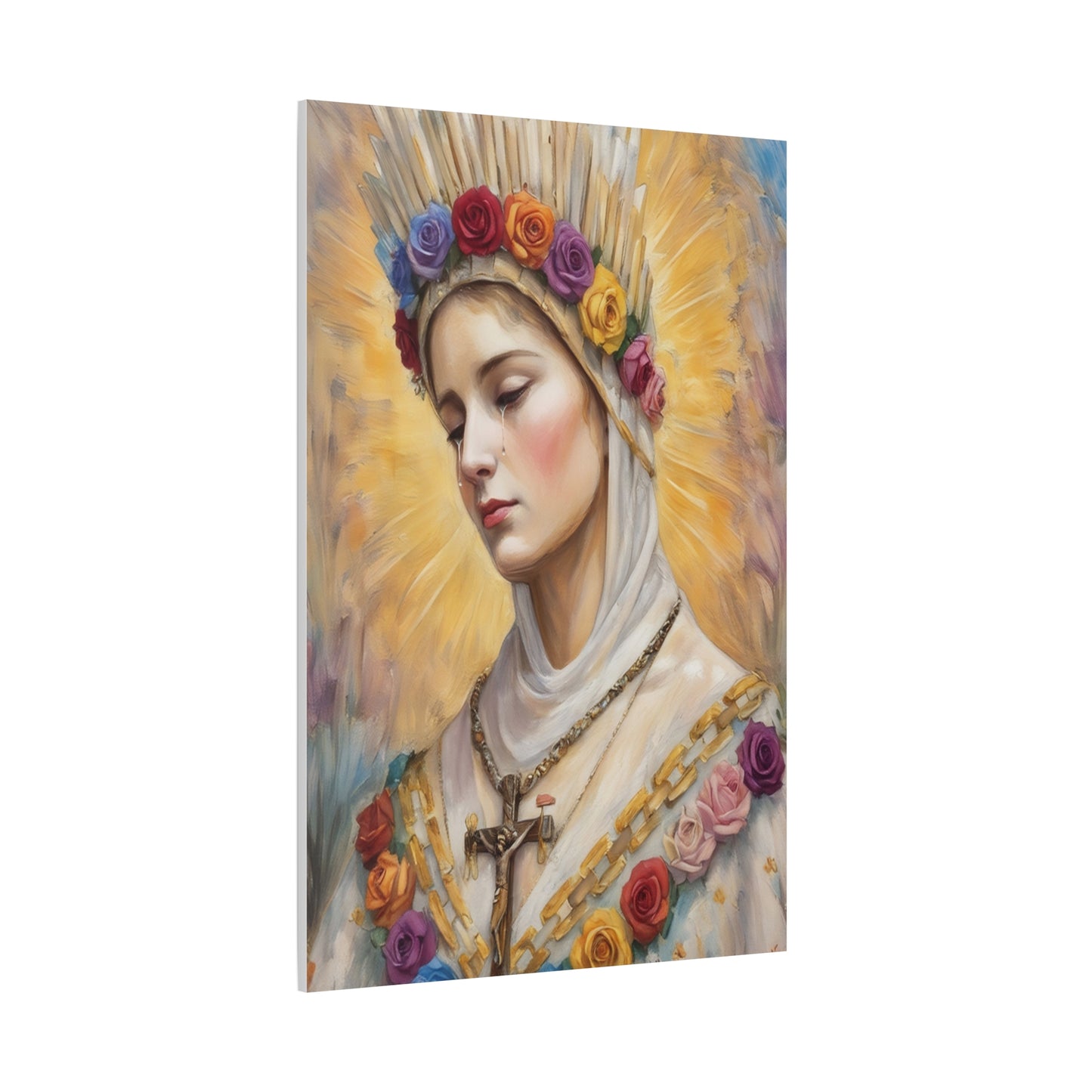 Our Lady La Salette Catholic Canvas Wall Art, Mother Mary Print Christian Decor