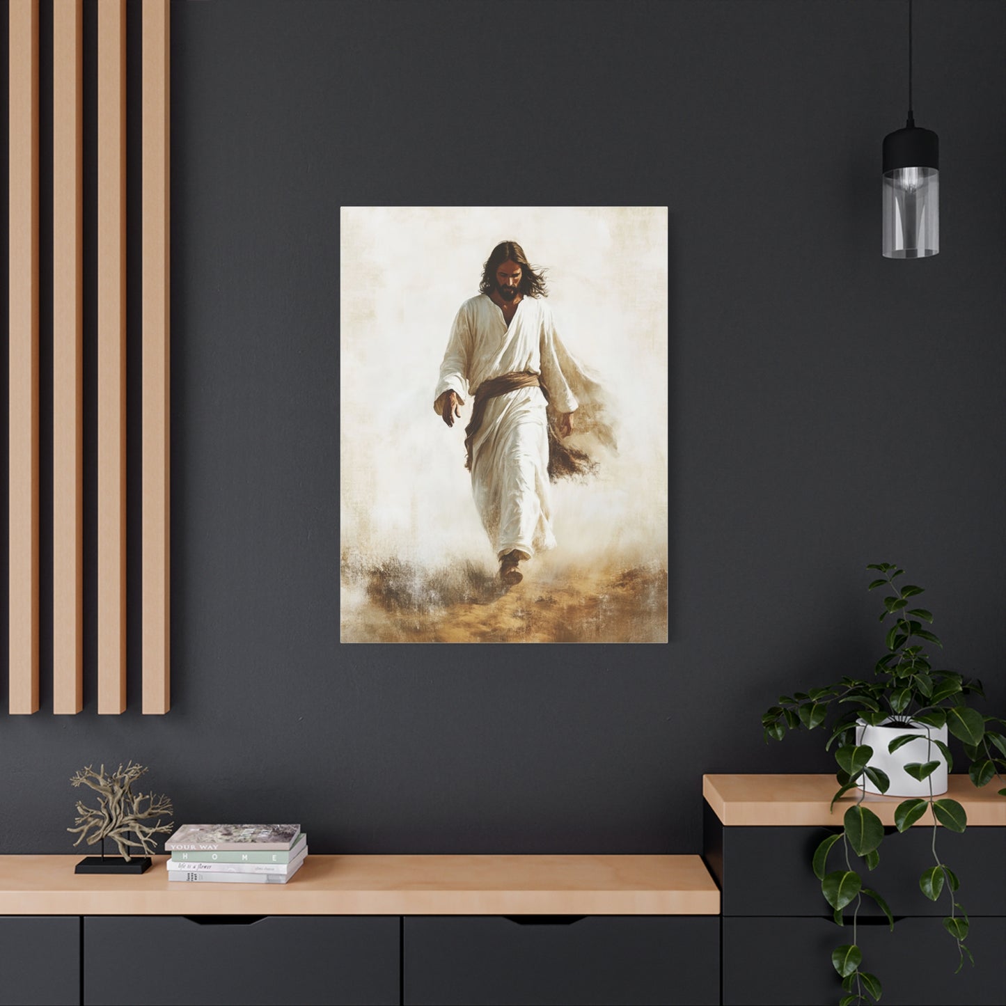 Jesus Christ Walking Through The Desert Catholic Canvas Wall Art, Christian Decor