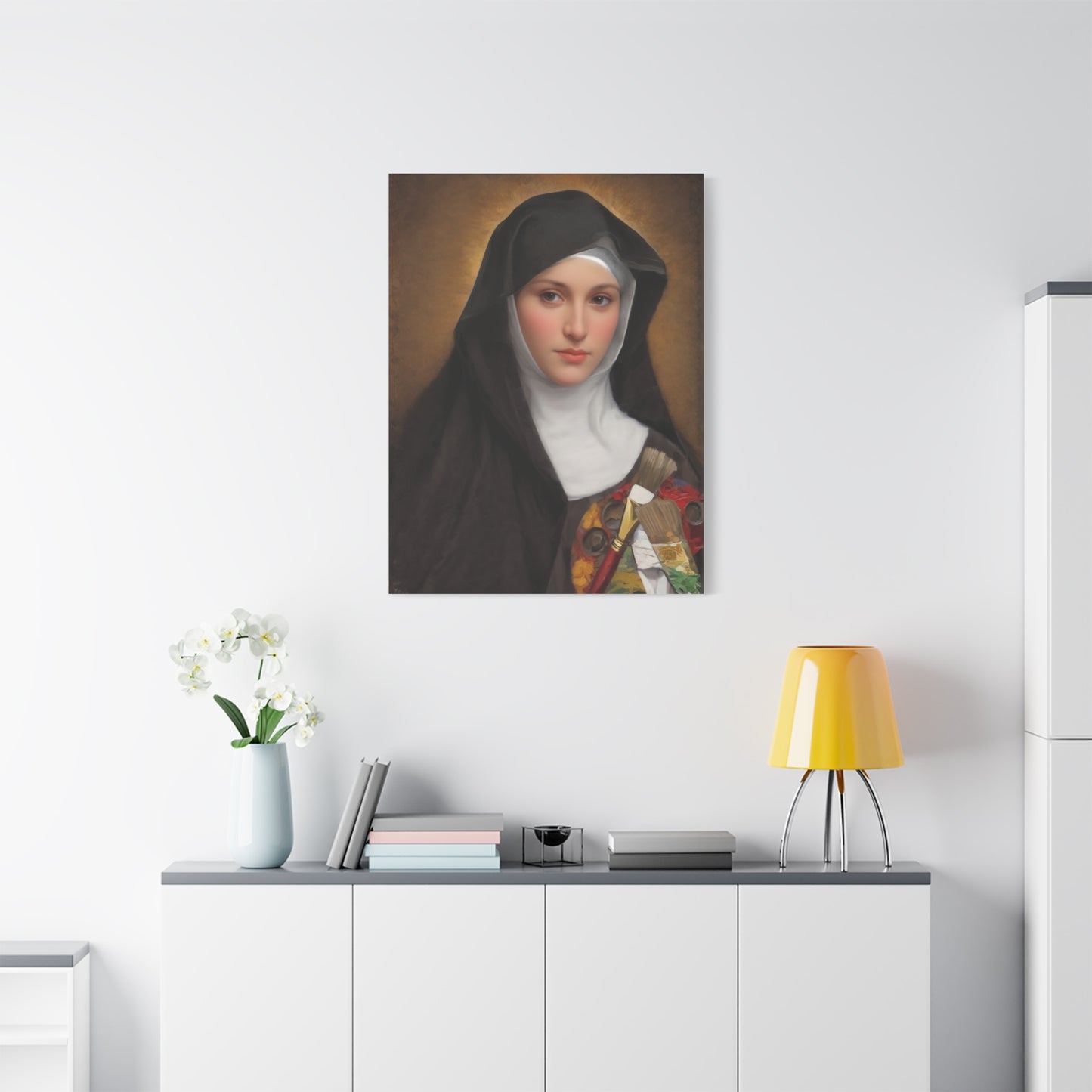 St. Catherine of Bologna Catholic Canvas Wall Art, Christian Decor