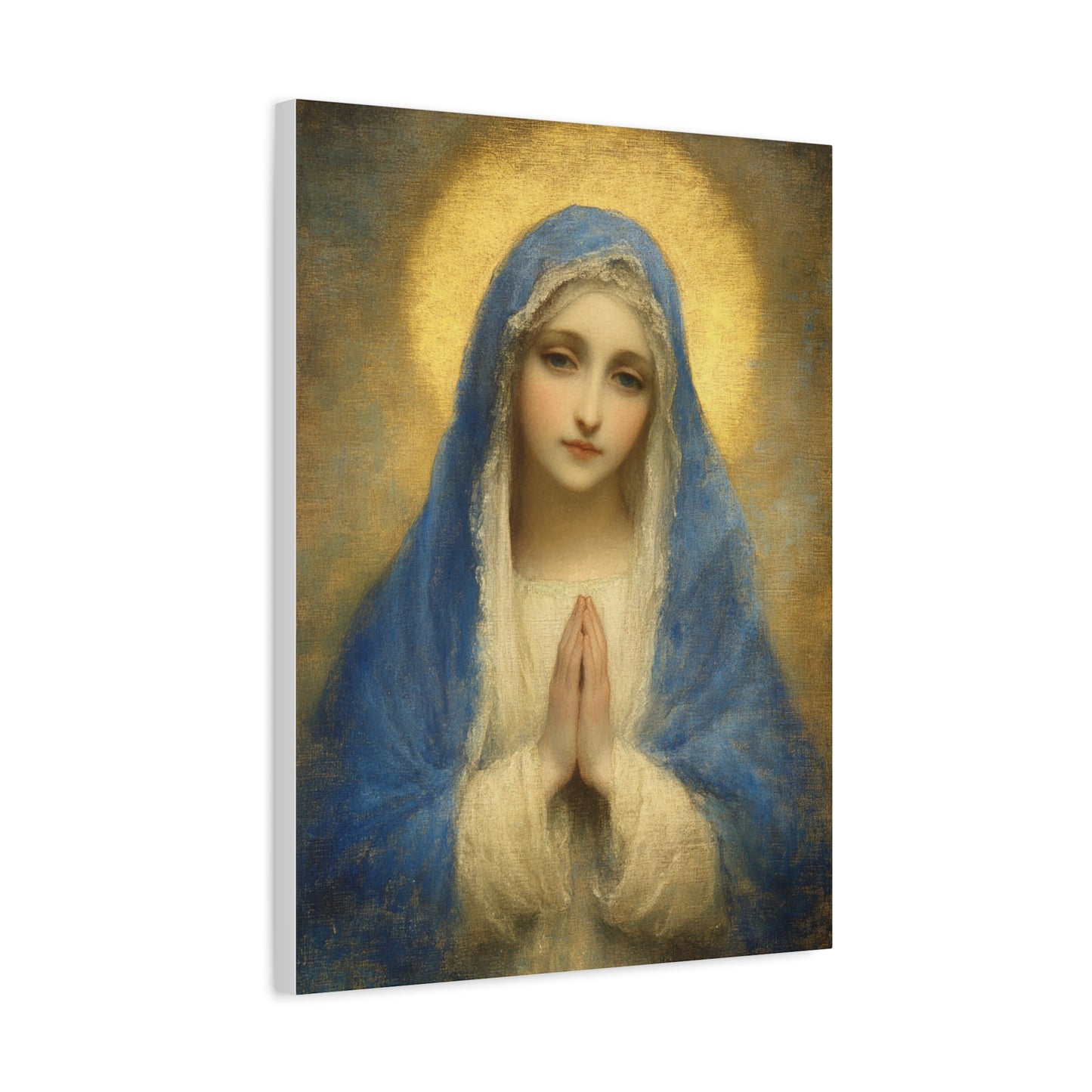 Mother Mary Blue Veil Catholic Canvas Wall Art, Christian Decor