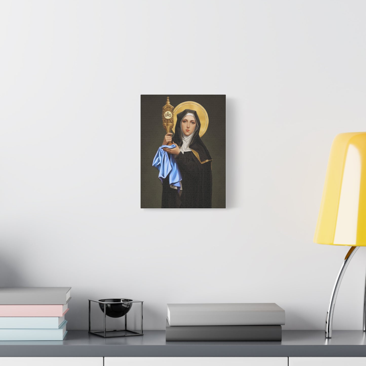 St. Clare of Assisi saint Catholic Canvas Wall Art, Christian Decor