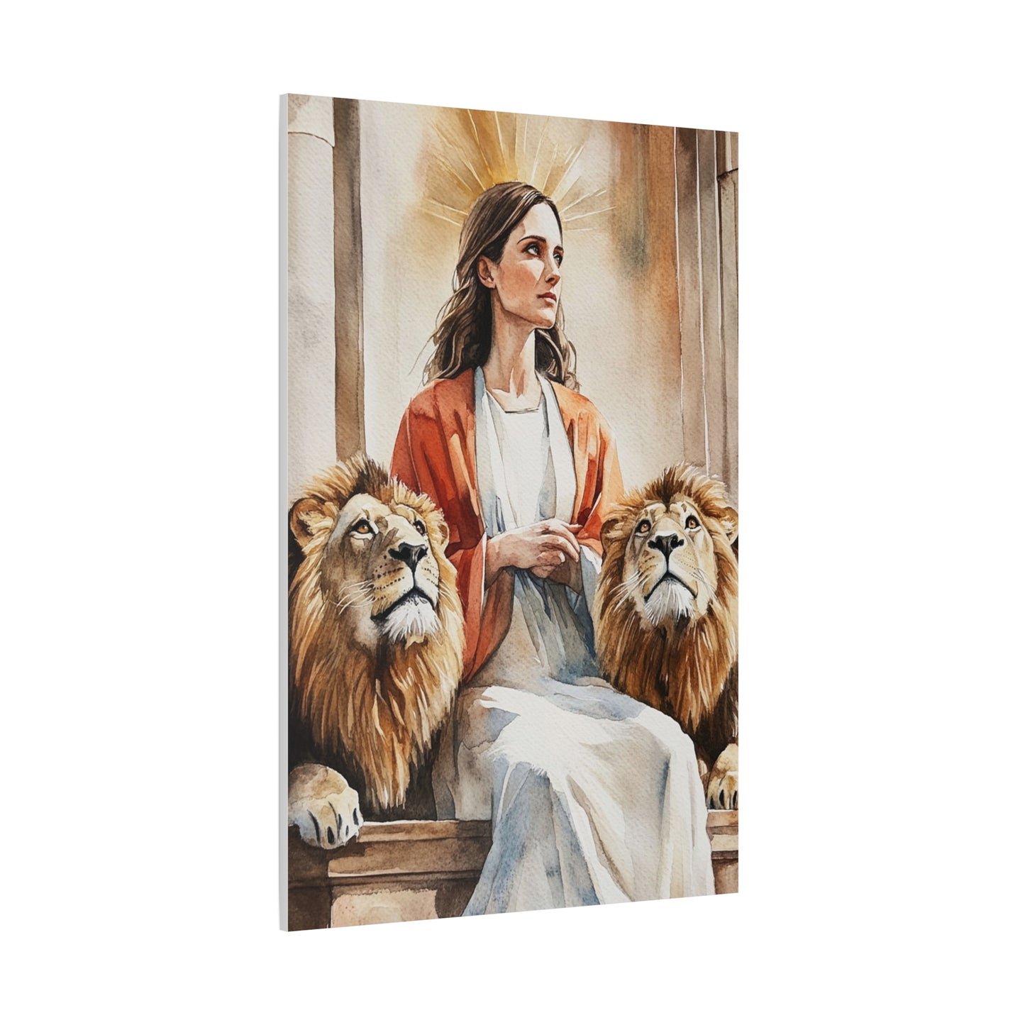 Ready To Hang - St. Prisca with Lions Catholic Canvas Wall Art, Christian Decor