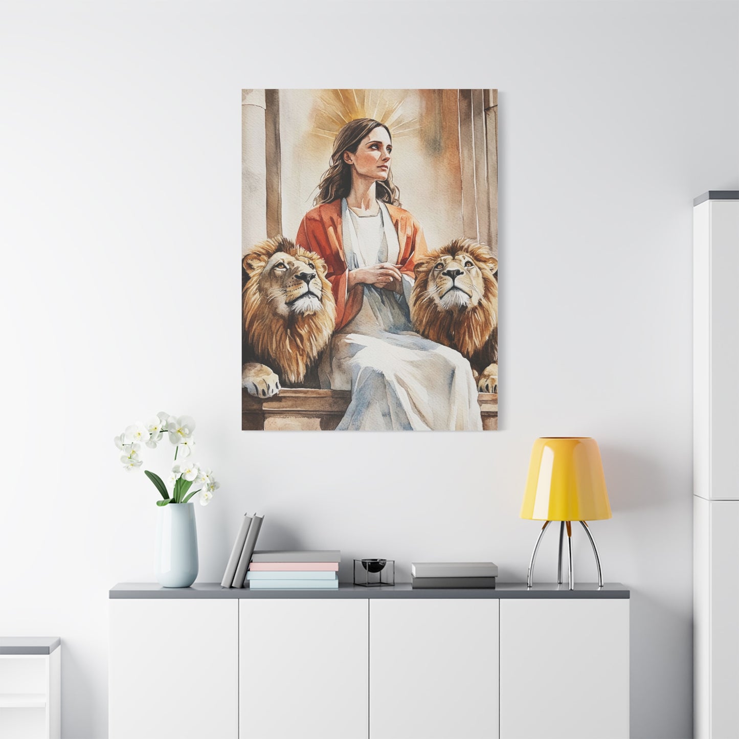 Ready To Hang - St. Prisca with Lions Catholic Canvas Wall Art, Christian Decor