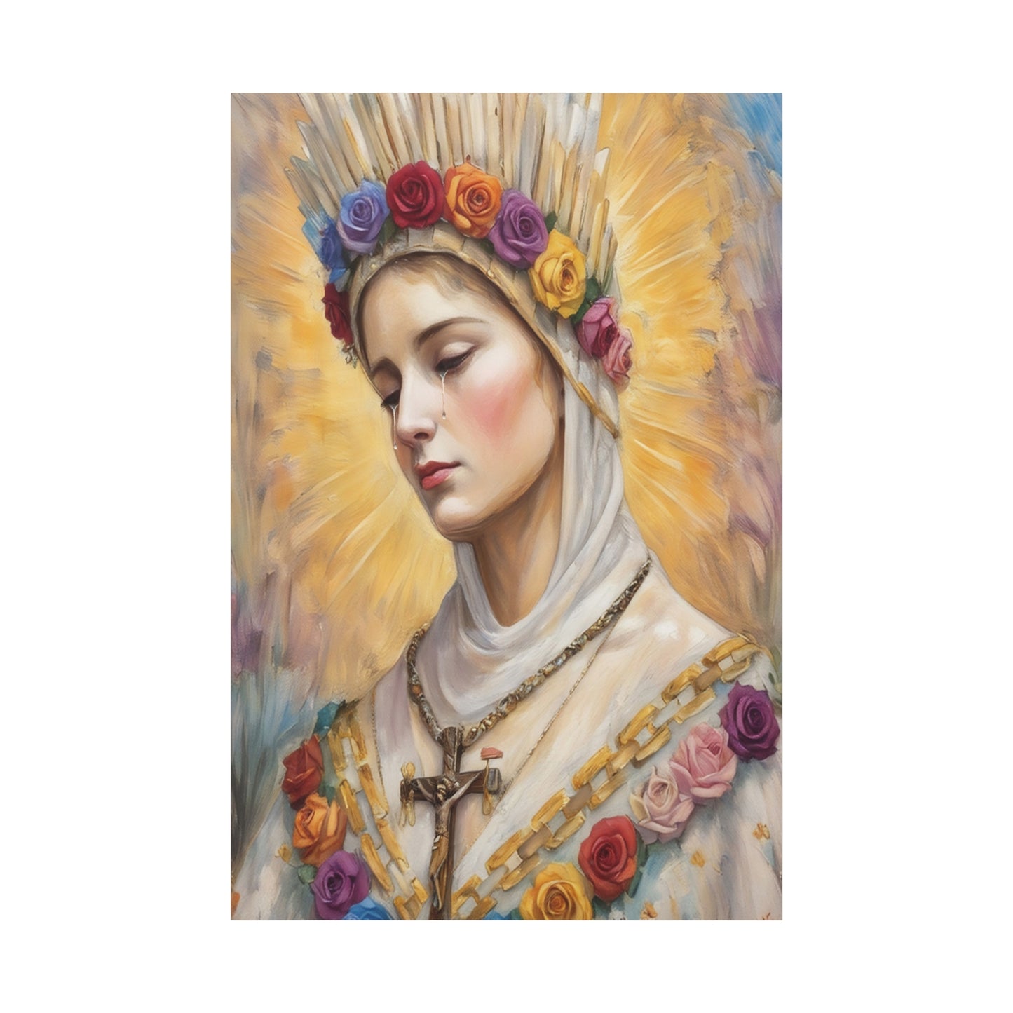 Our Lady La Salette Catholic Canvas Wall Art, Mother Mary Print Christian Decor