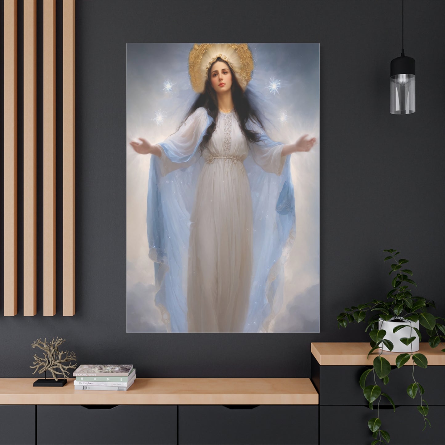 Ready to Hang - Our Lady of Stars Virgin Mary Catholic Canvas Wall Art, Christian Decor