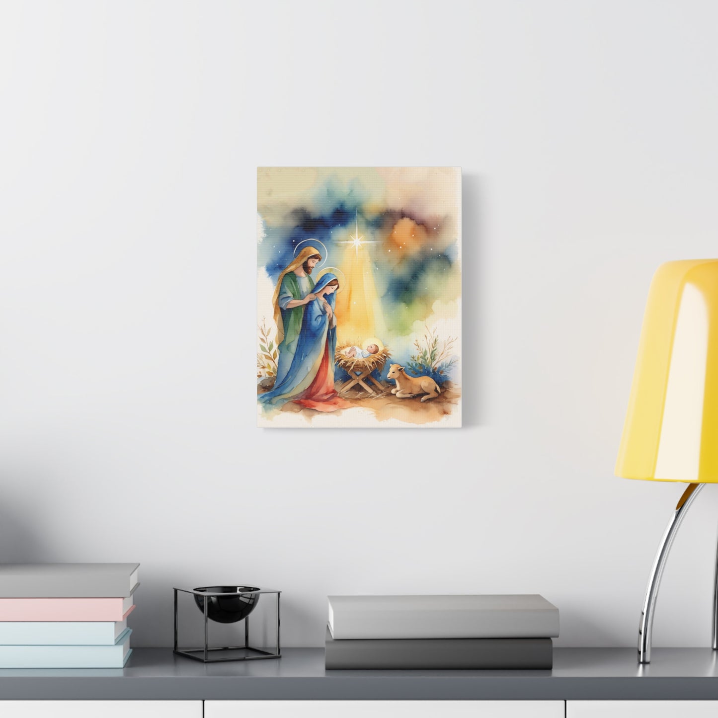 Nativity Scene Holy Family Canvas Wall Art, Christian Decor