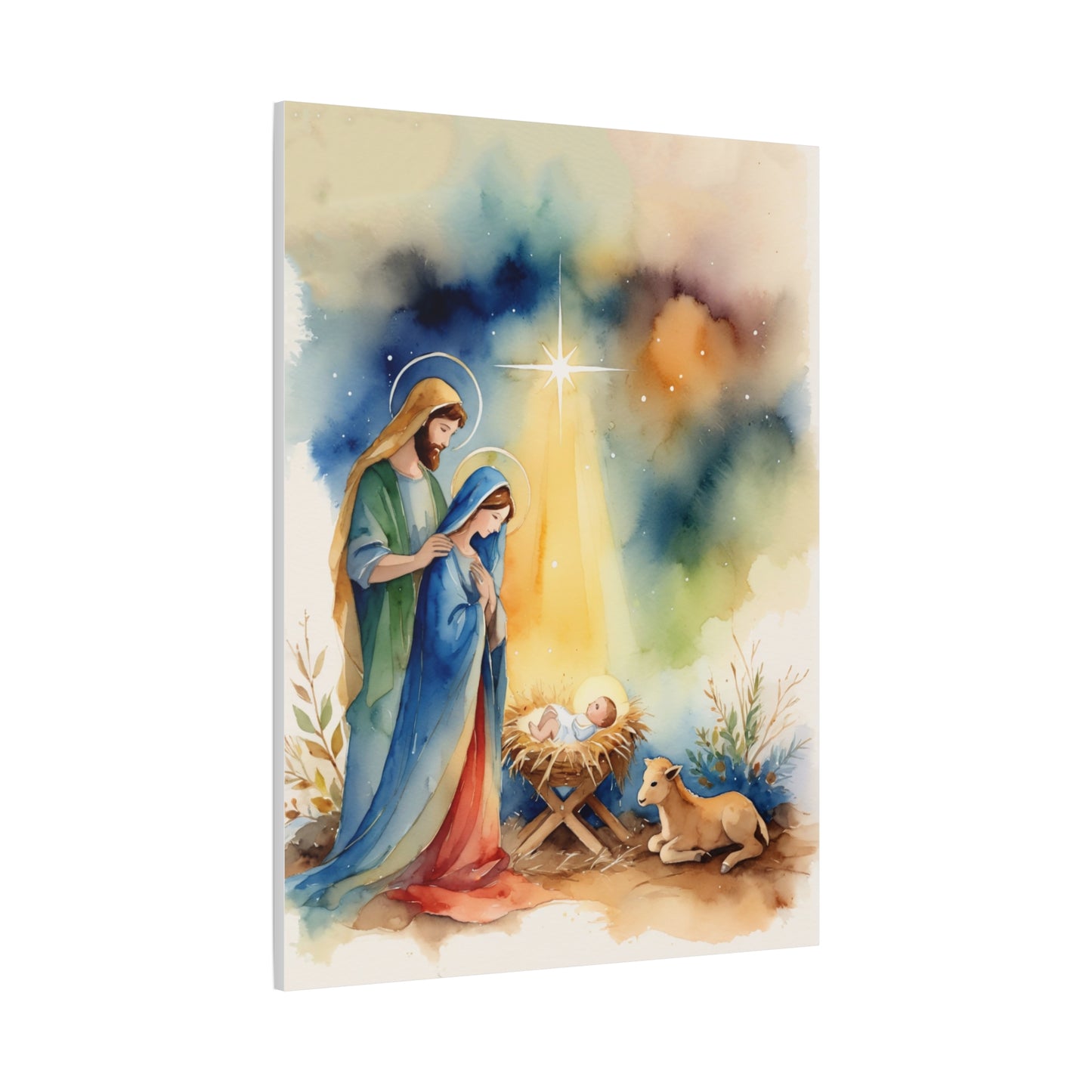 Nativity Scene Holy Family Canvas Wall Art, Christian Decor