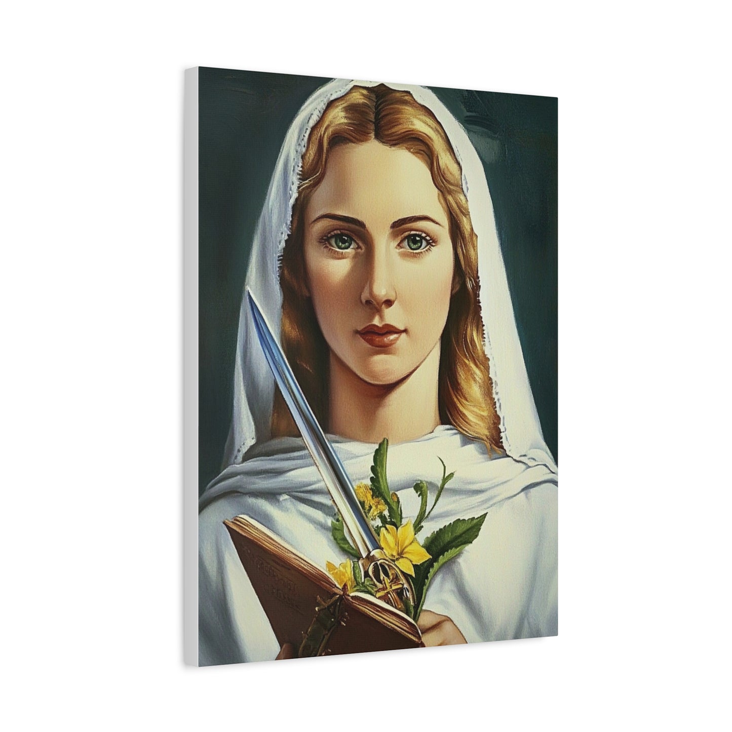 St. Dymphna Catholic Canvas Wall Art, Christian Decor