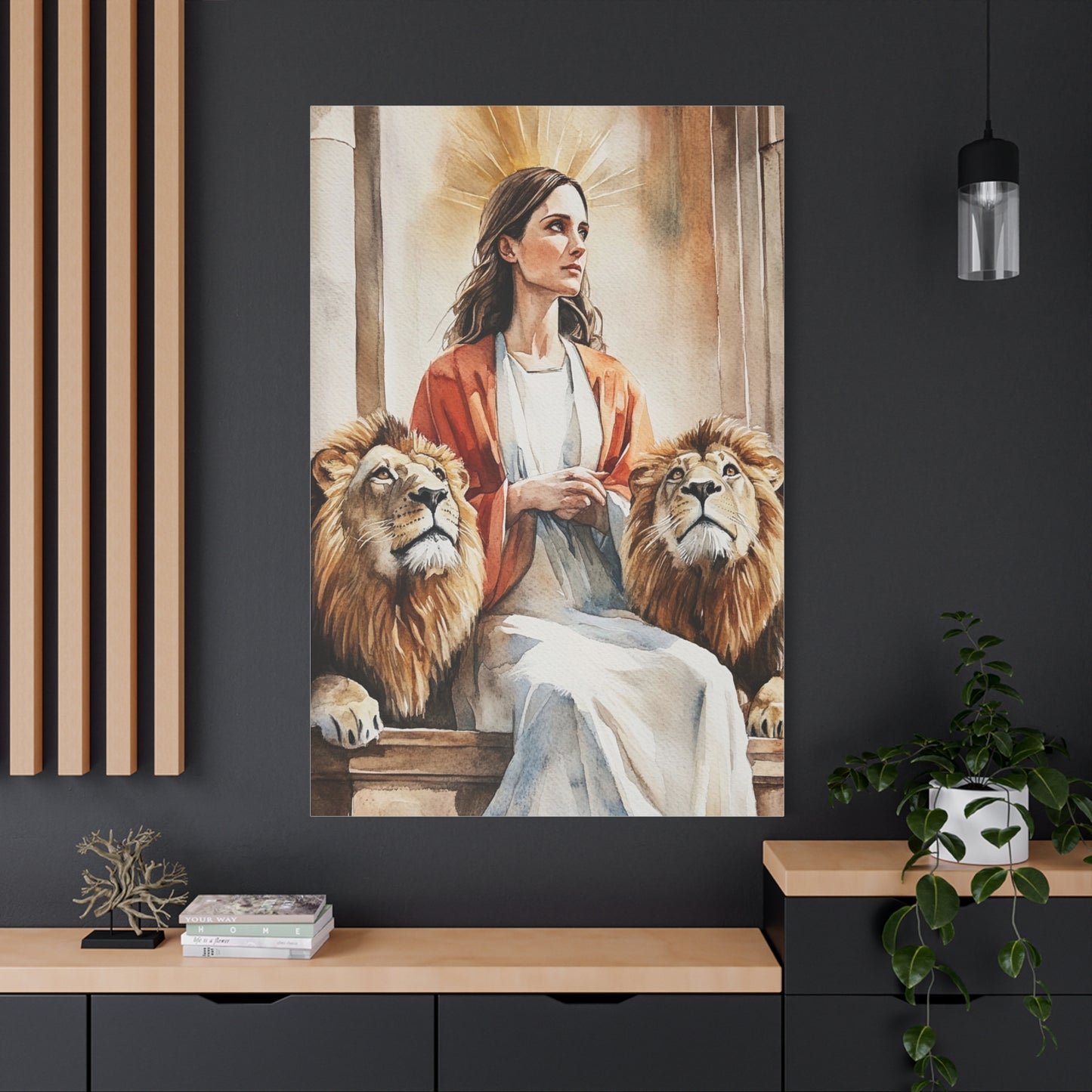 Ready To Hang - St. Prisca with Lions Catholic Canvas Wall Art, Christian Decor