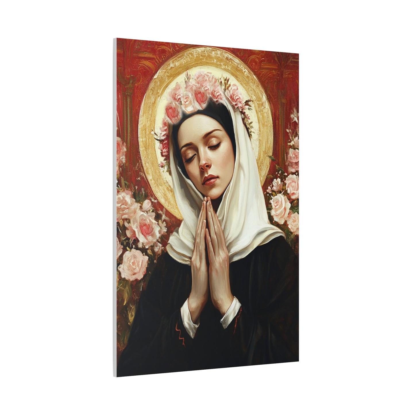 Ready To Hang - St. Rose of Lima Roses Catholic Canvas Wall Art, Christian Decor
