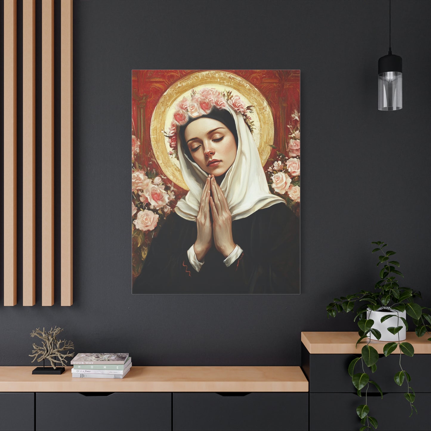 Ready To Hang - St. Rose of Lima Roses Catholic Canvas Wall Art, Christian Decor