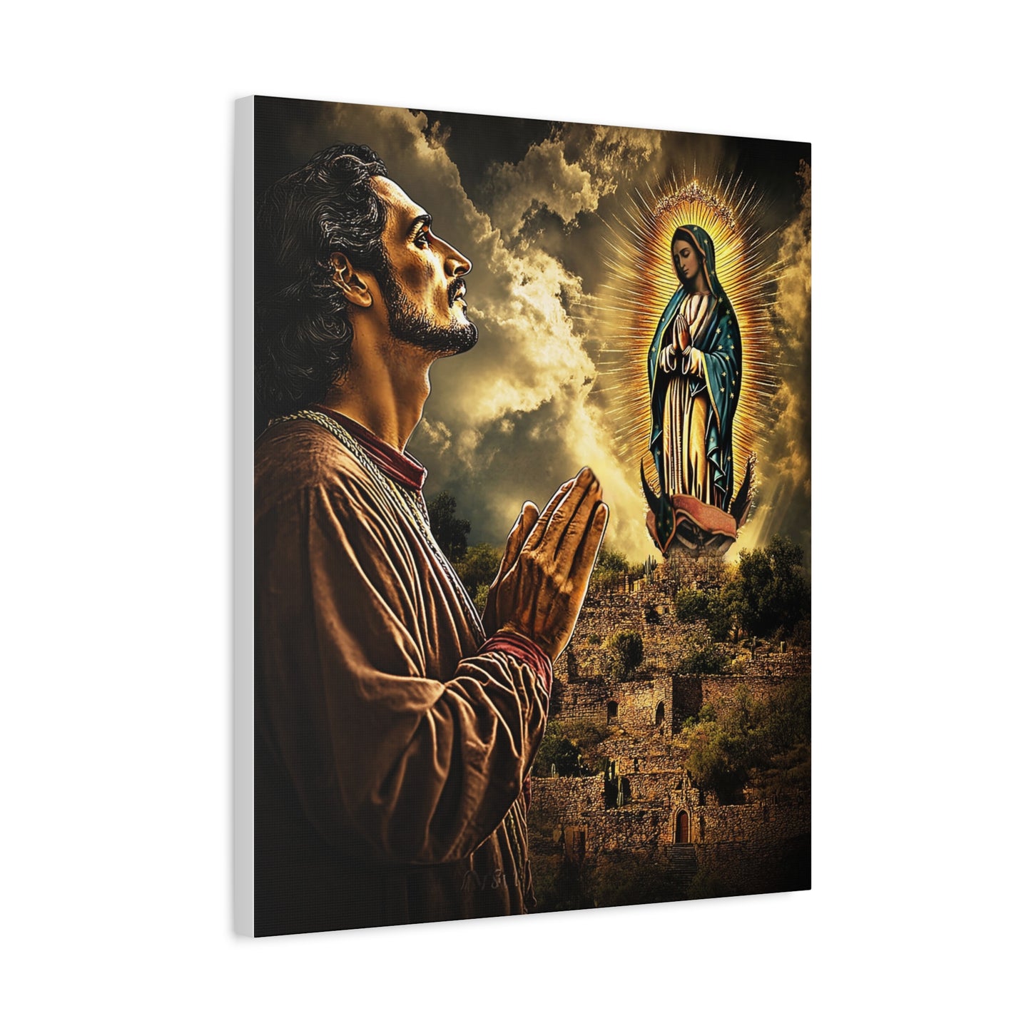 St. Juan Diego Our Lady of Guadalupe Catholic Canvas Wall Art, Christian Decor