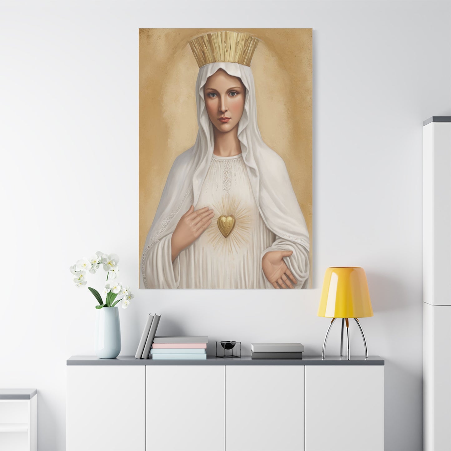 Our Lady Mother Mary Beauraing Canvas Print, Catholic Decor Wall, Gift Religious Christian