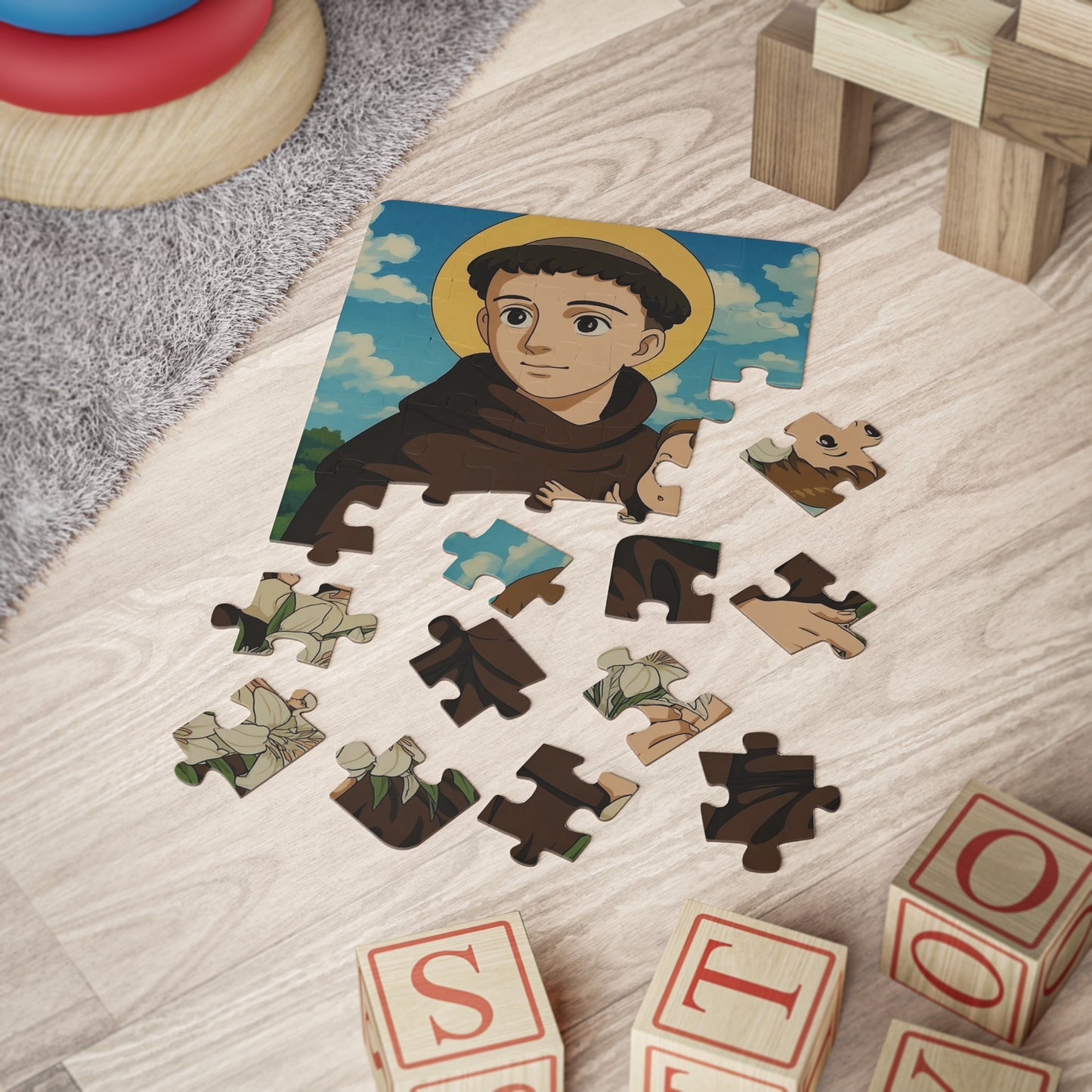 St Anthony and Baby Jesus - 30-Piece Catholic Kid Puzzle, Inspirational Game