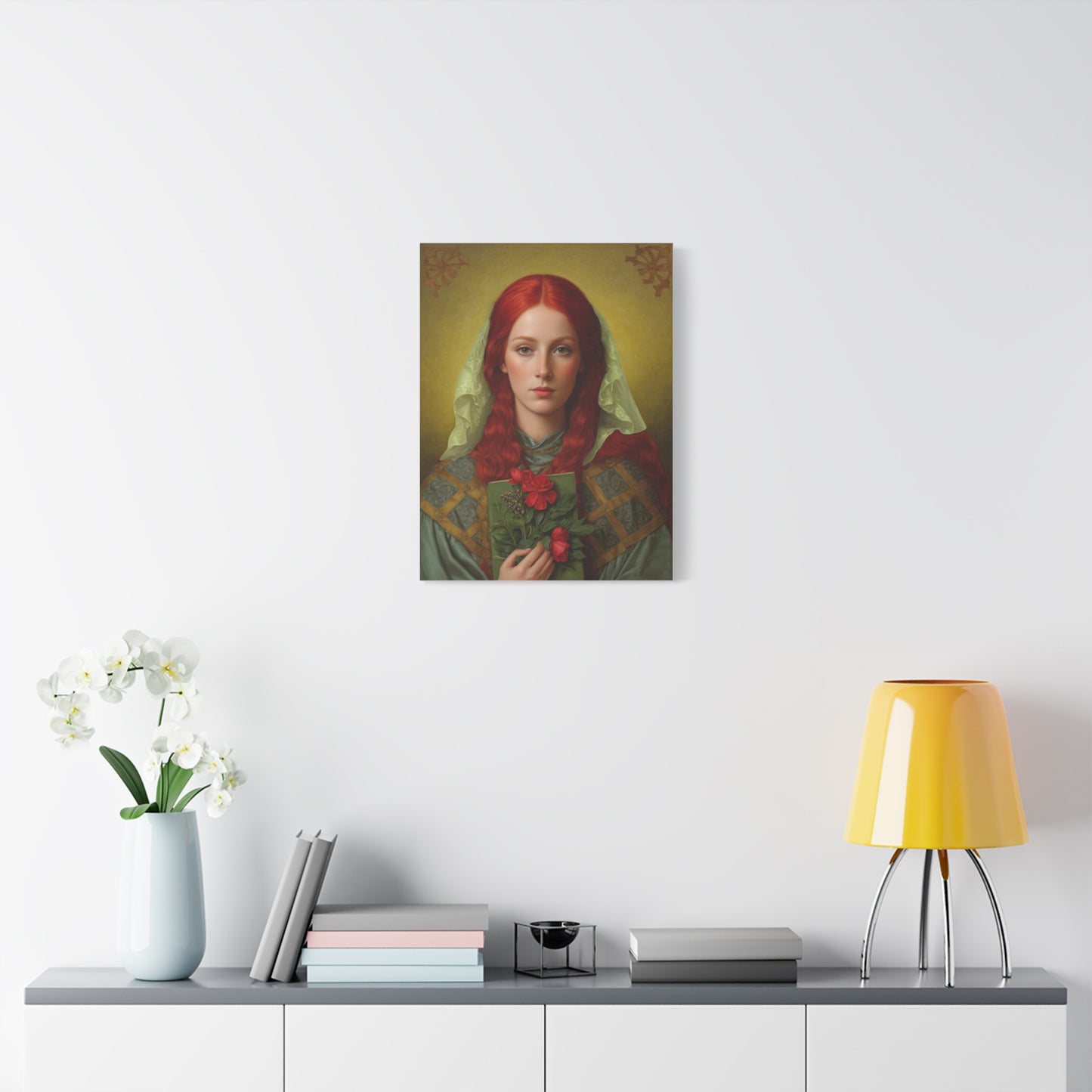 St. Dymphna Catholic Canvas Wall Art, Christian Decor
