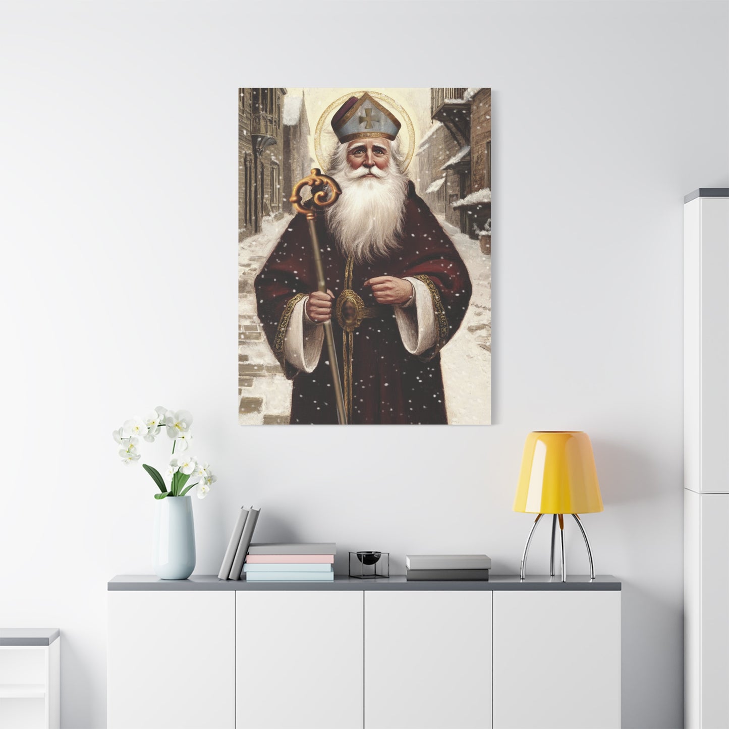 St. Nicholas of Bari Religious Canvas Wall Art, Christian Decor