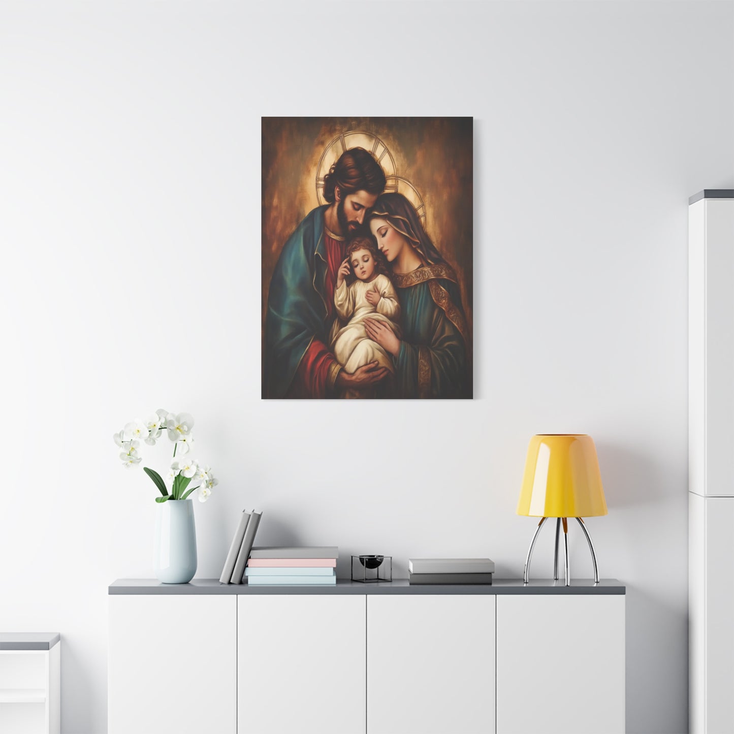 Holy Family Catholic Canvas Wall Art, Christian Decor