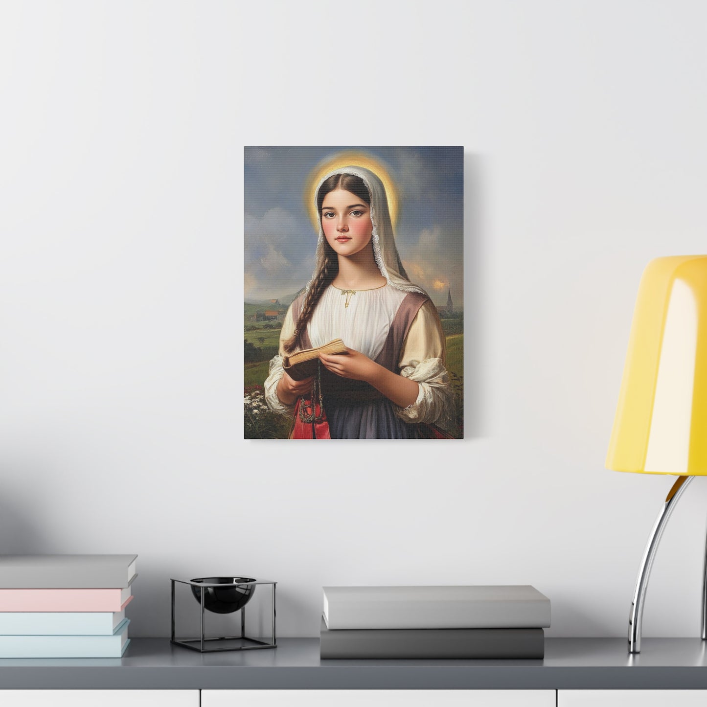 St. Genevieve Catholic Canvas Wall Art, Christian Decor