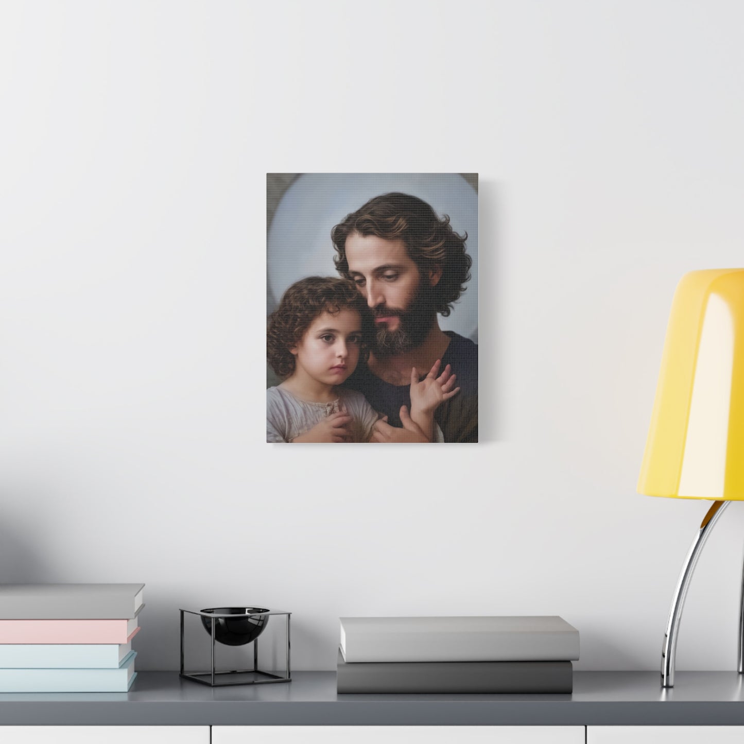 St. Joseph and Baby Jesus Catholic Canvas Wall Art, Print Christian Decor