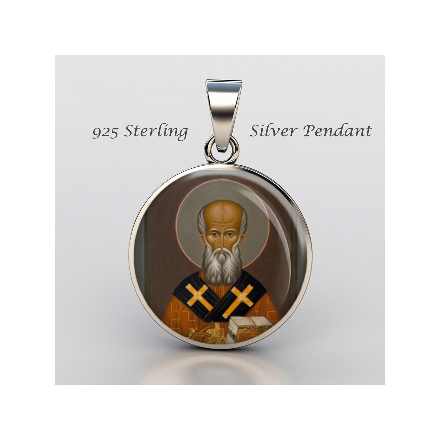 Saint Athanasius Of Athos Religious Devotional sterling silver 925 Christian Medal Patron