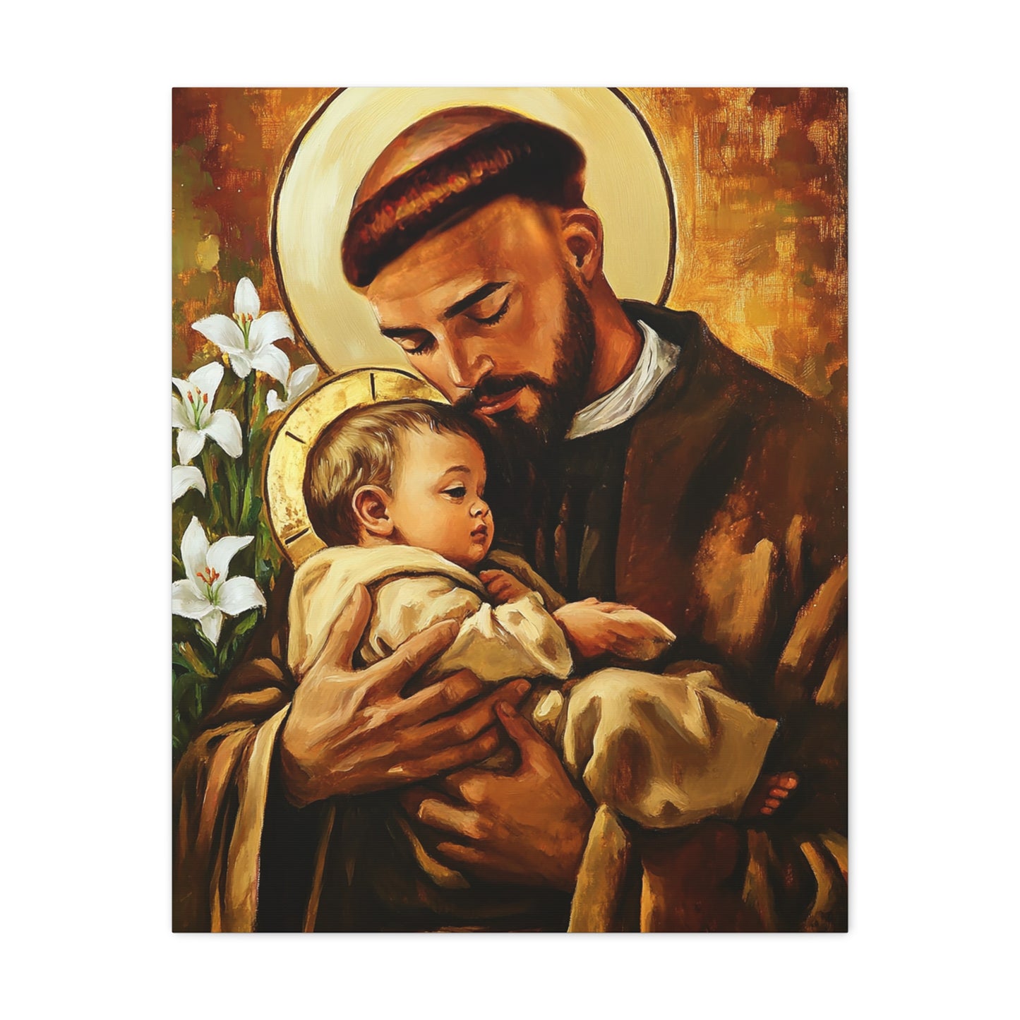 St. Anthony of Padua Canvas Print, Catholic Decor Wall, Gift Religious Christian