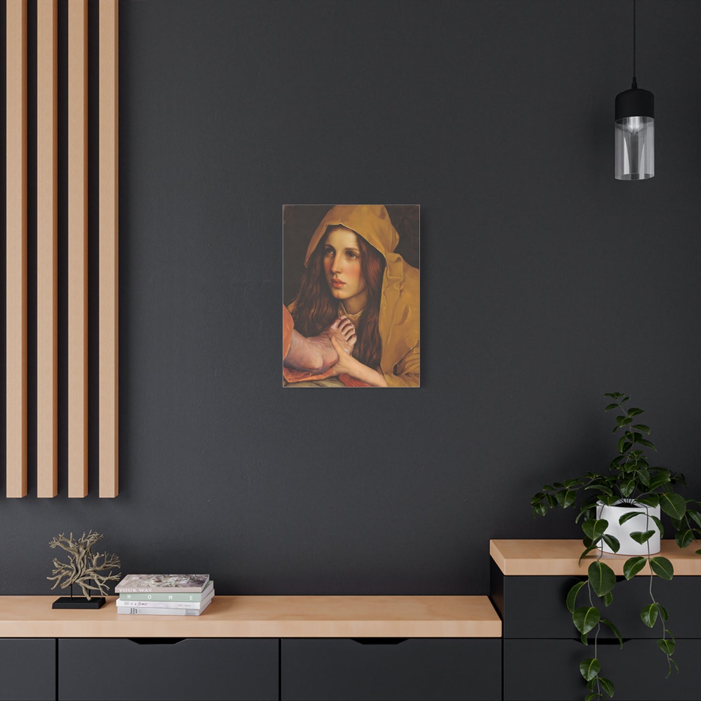 St. Mary Magdalene Anointing Jesus Feet Catholic Canvas Wall Art, Christian Decor