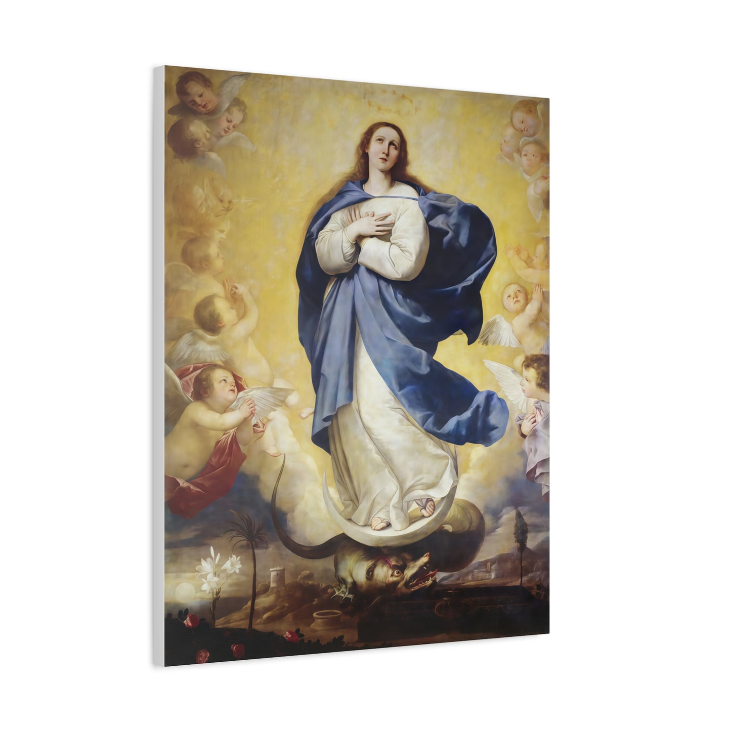 Ready to Hang - Immaculate Conception Virgin Mary Catholic Canvas Wall Art, Christian Decor
