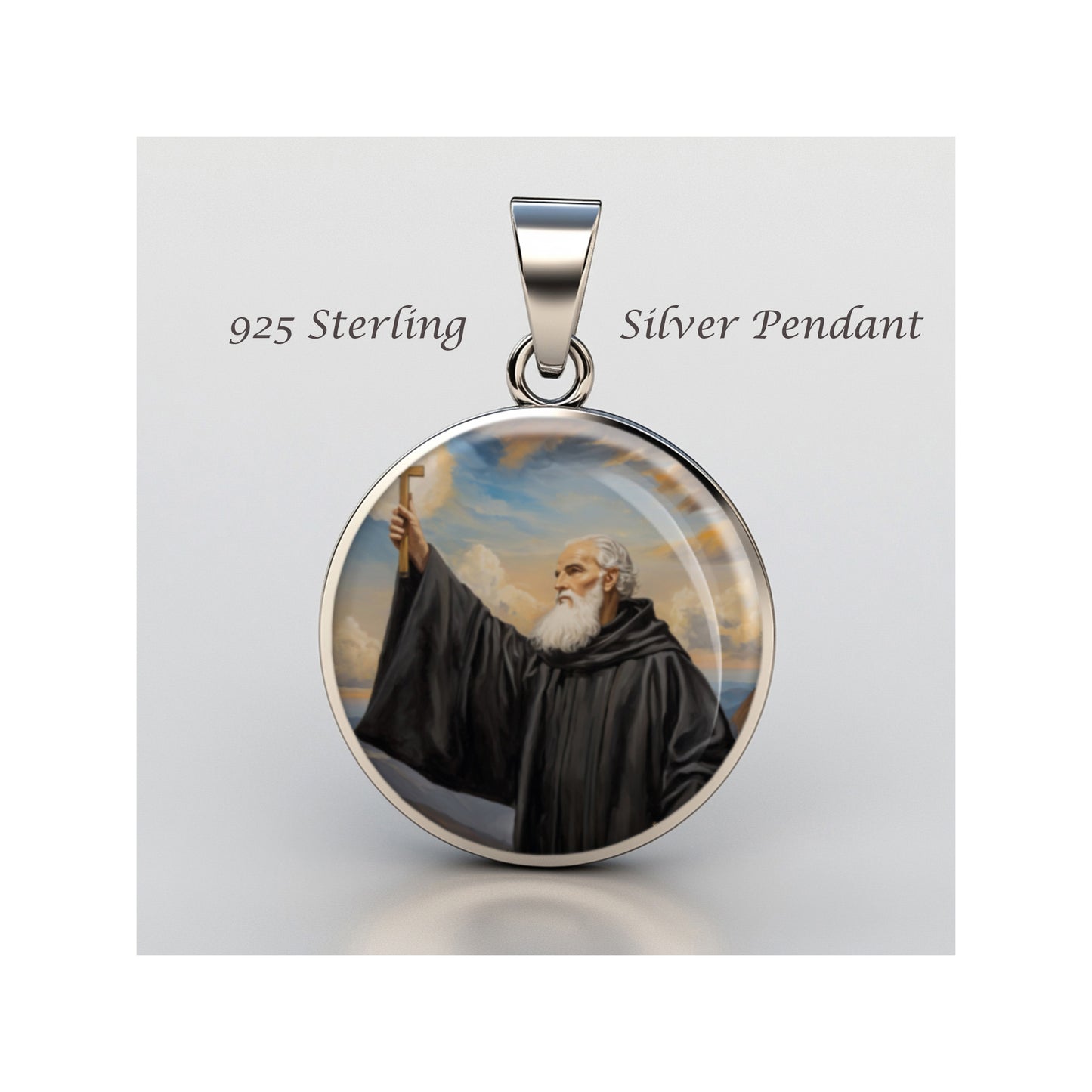 Saint John Gualbert Abbot Catholic sterling silver 925 Christian Medal Patron image 0
