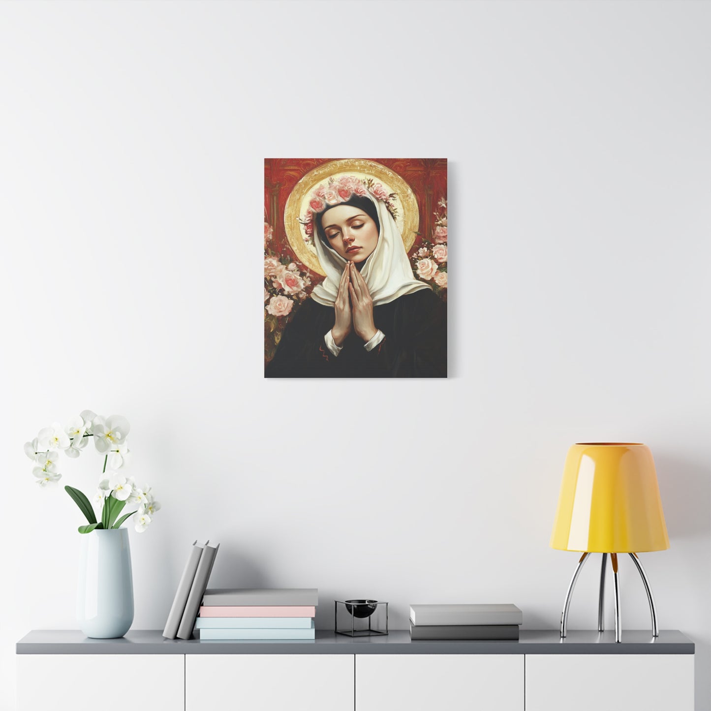 Ready To Hang - St. Rose of Lima Roses Catholic Canvas Wall Art, Christian Decor