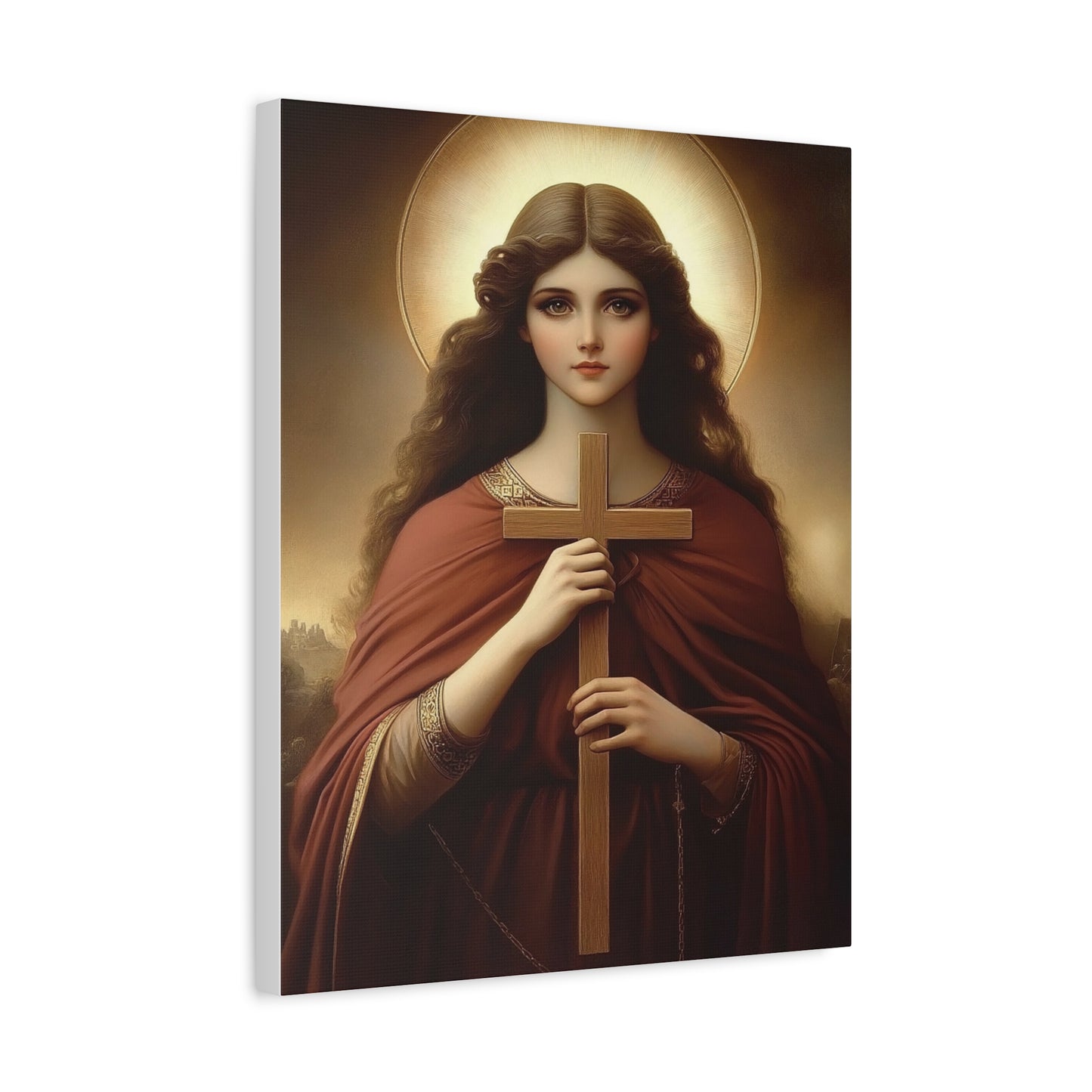 St. Helena and the True Cross Catholic Canvas Wall Art, Christian Decor