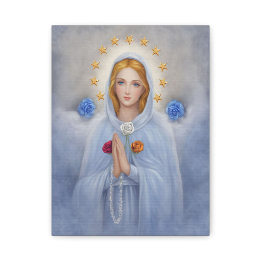 Rosa Mystica Mary Catholic Canvas Wall Art, Christian Decor