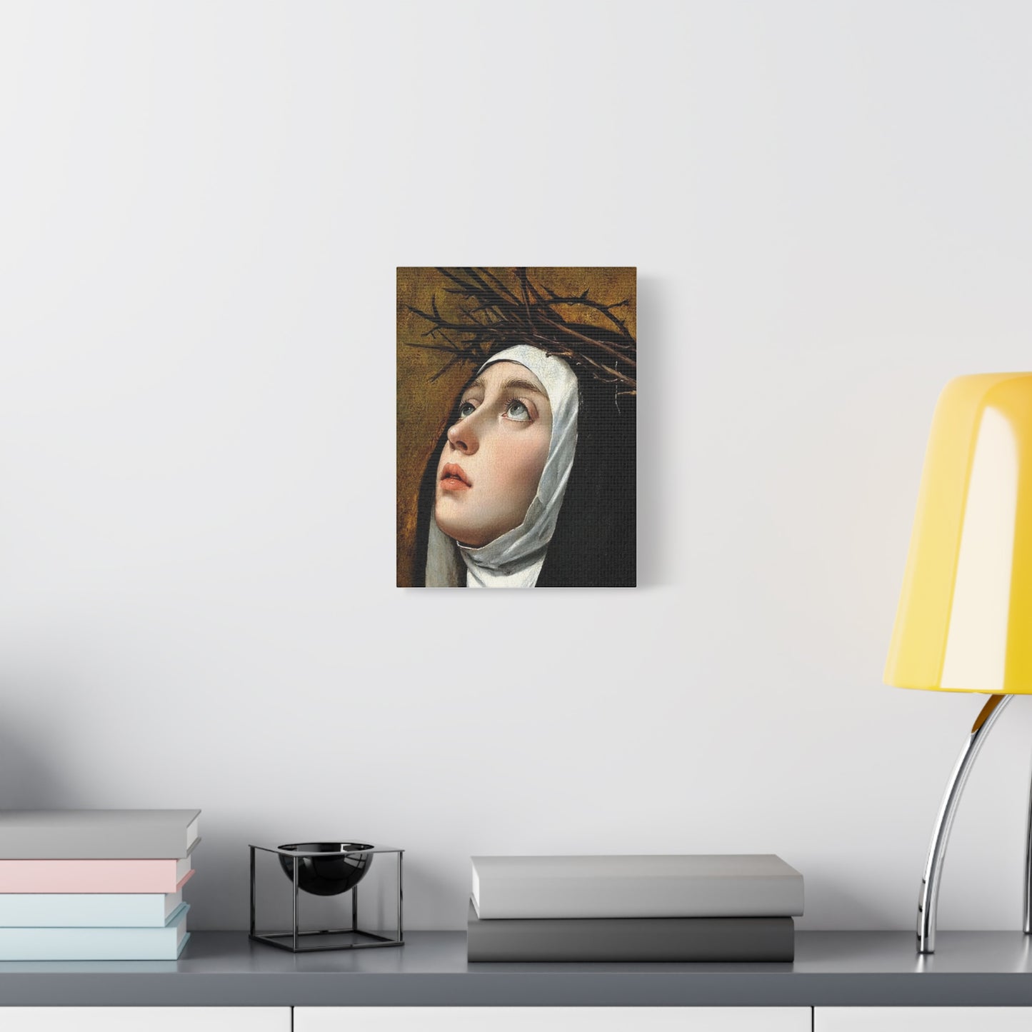 St. Catherine of Siena with Thorns Catholic Canvas Wall Art, Christian Decor