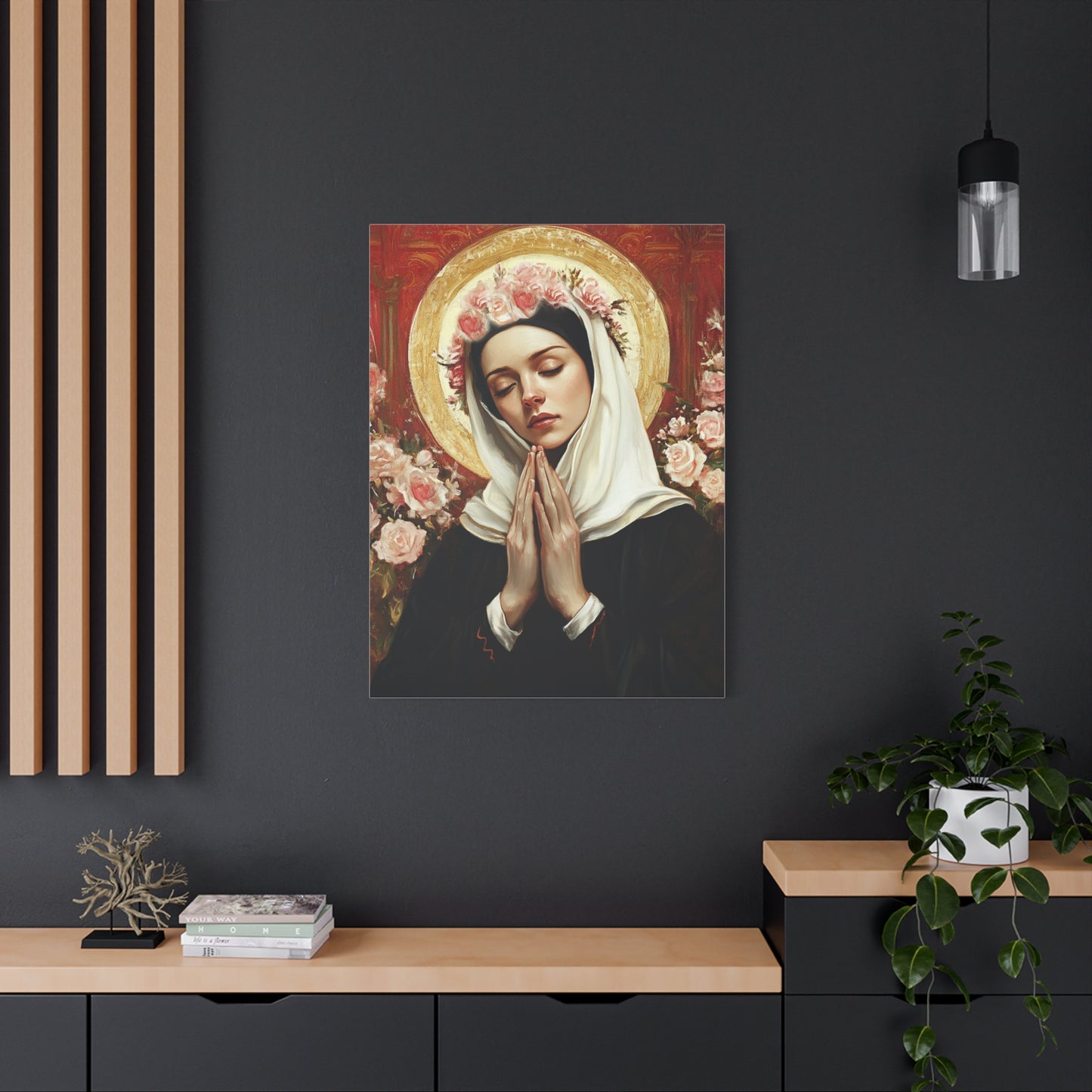 Ready To Hang - St. Rose of Lima Roses Catholic Canvas Wall Art, Christian Decor