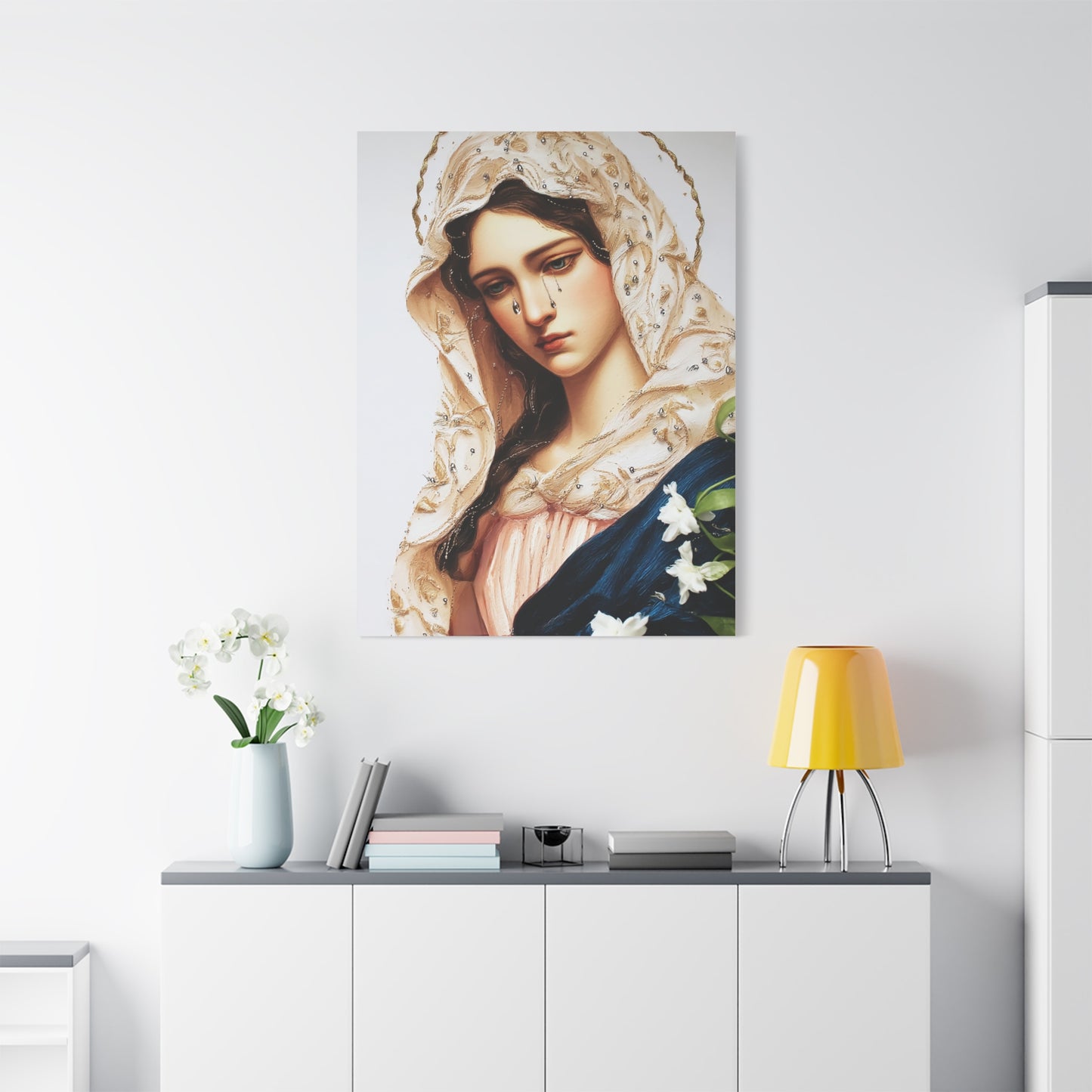 Ready to Hang - Our Lady Tears Catholic Canvas Wall Art, Christian Decor