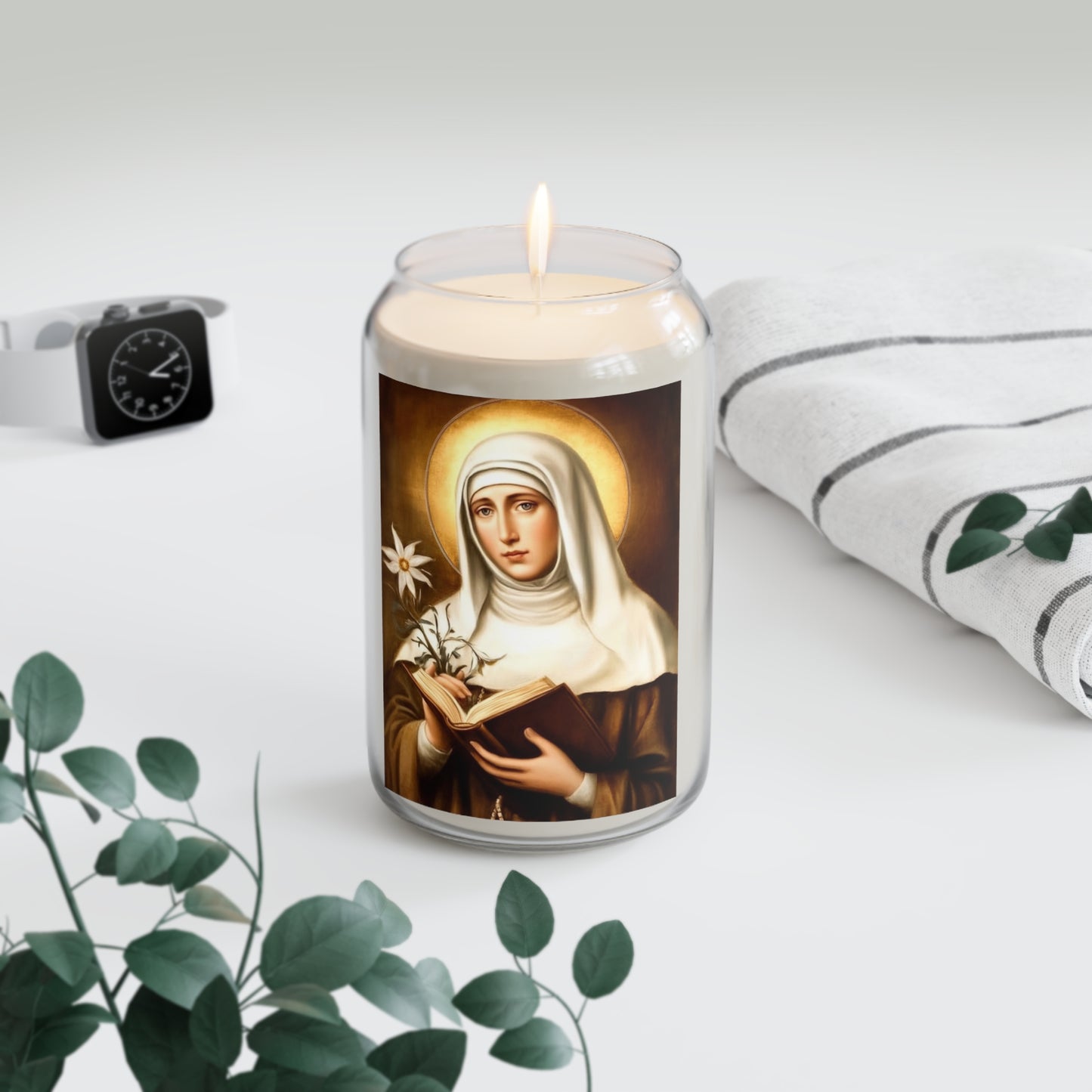 St. Catherine of Siena Catholic Serenity Scented Candle, 13.75oz | Relaxation Gift, Home Decor, Calm Atmosphere, Religious Decor