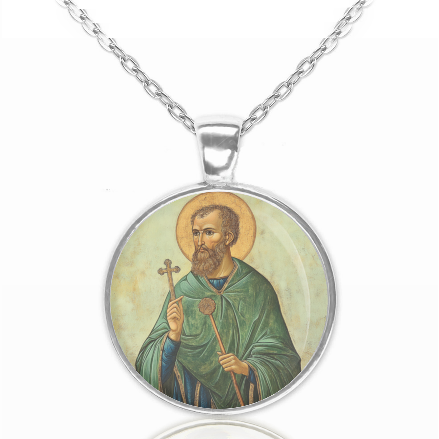 St. Aidan Necklace Catholic Saint Pendant Medal image 0
