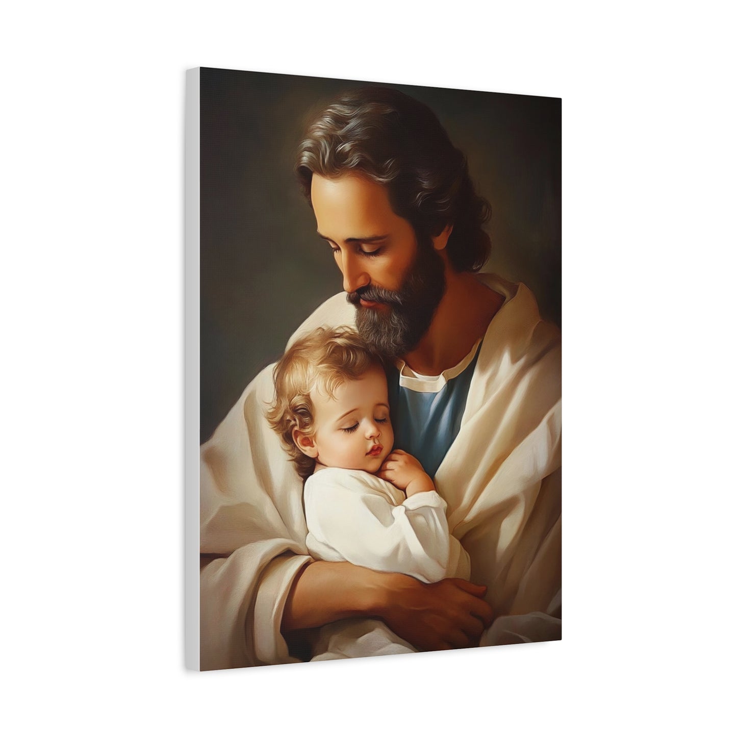 St. Joseph and Jesus Catholic Canvas Wall Art, Christian Decor