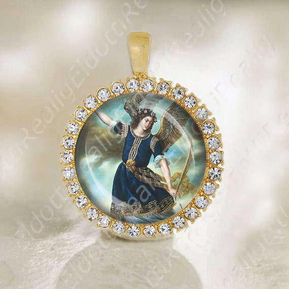 St Michael The Archangel Medal Catholic Gold Tone Religious Jewelry